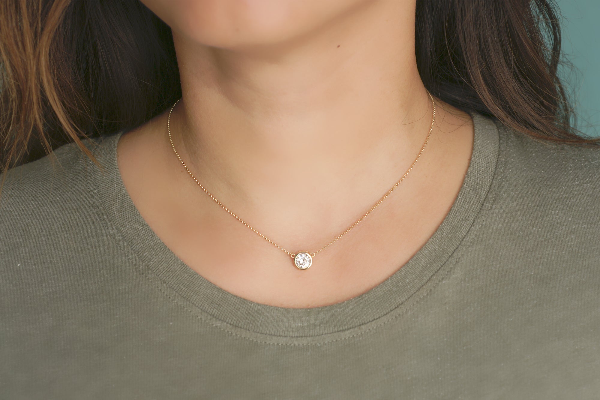 The Bezel Solitaire Moissanite Pendant (6.5mm)