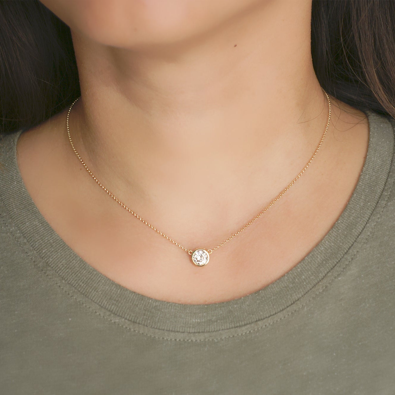 The Bezel Solitaire Moissanite Pendant (6.5mm)