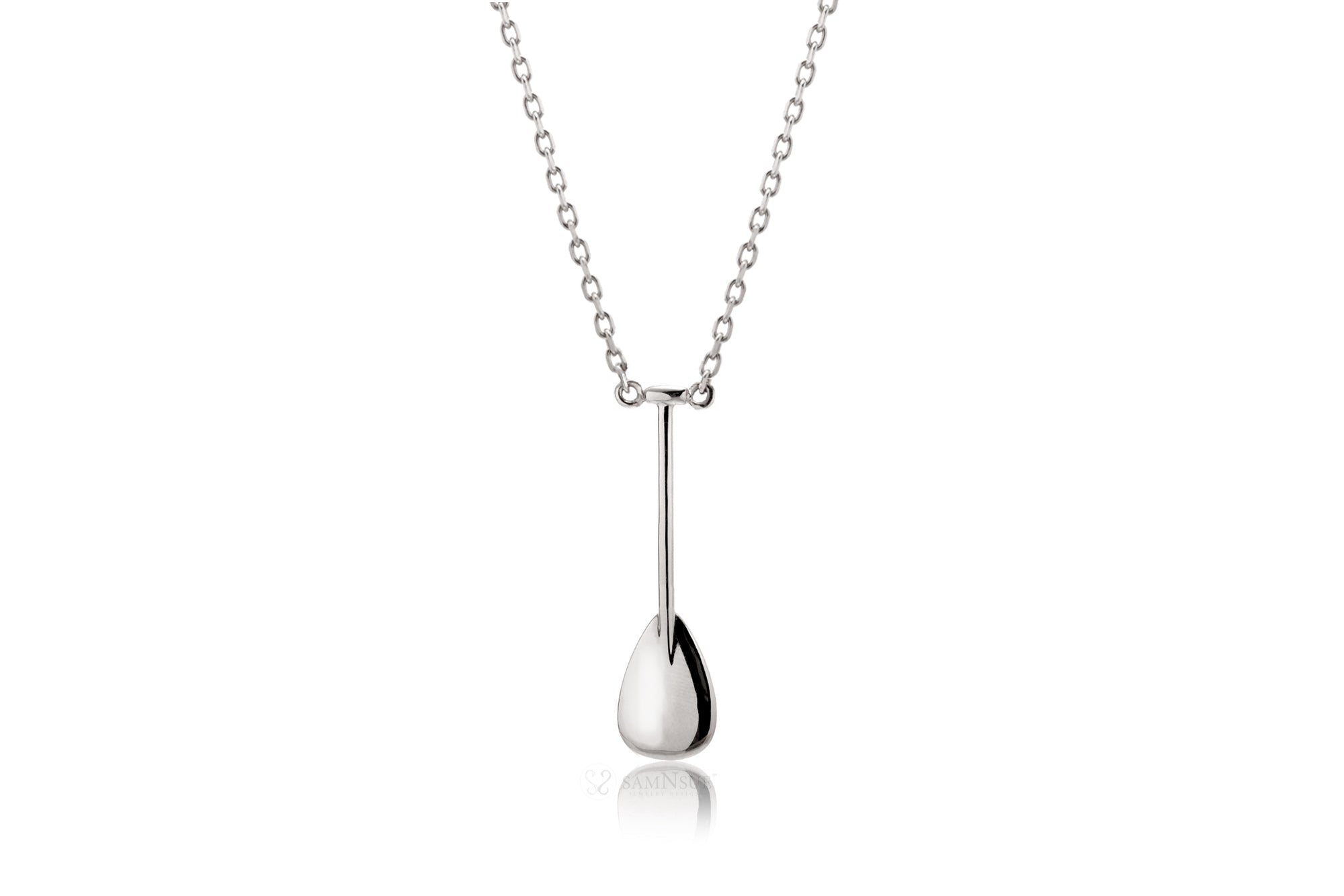 Outrigger paddle necklace in white gold