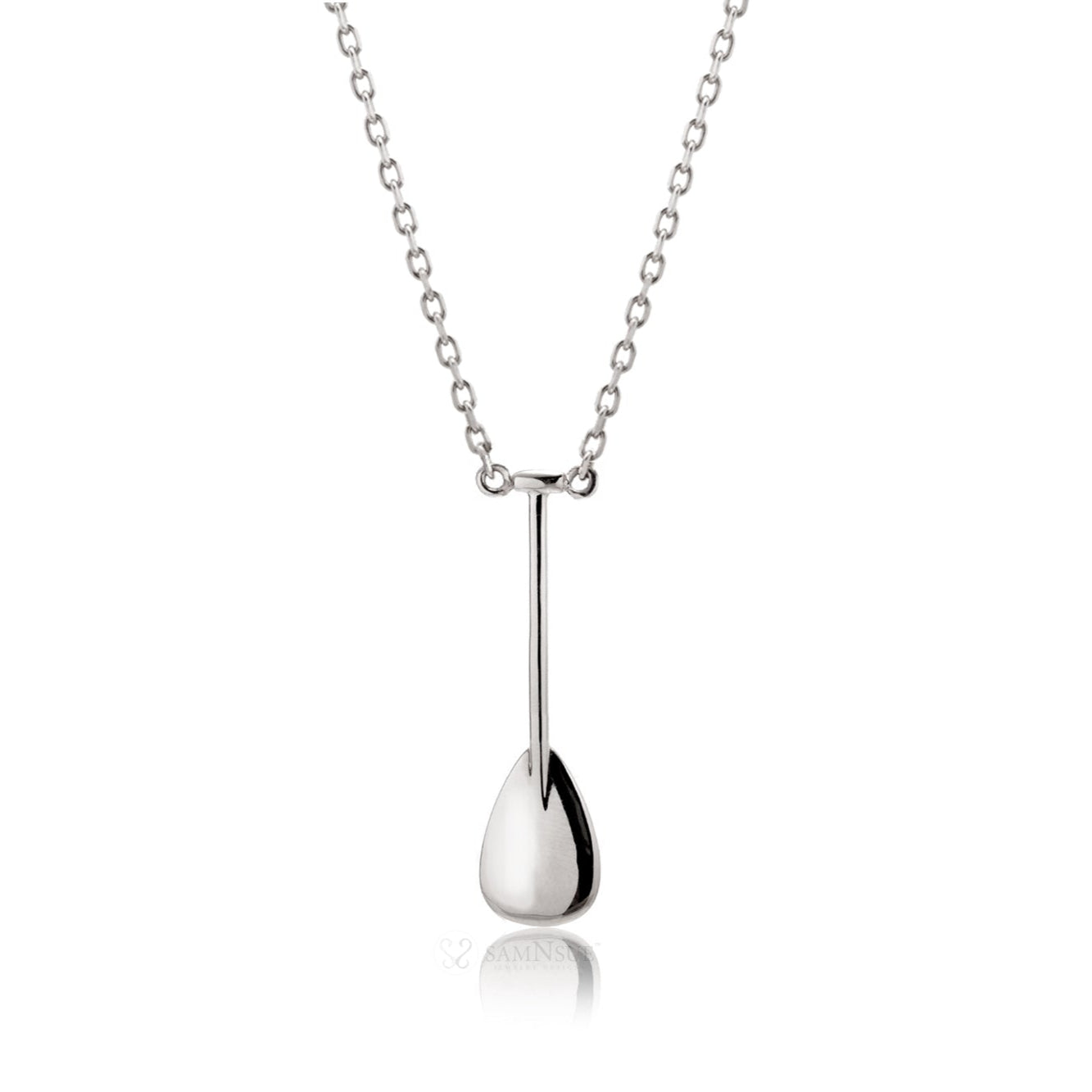 Outrigger paddle necklace in white gold