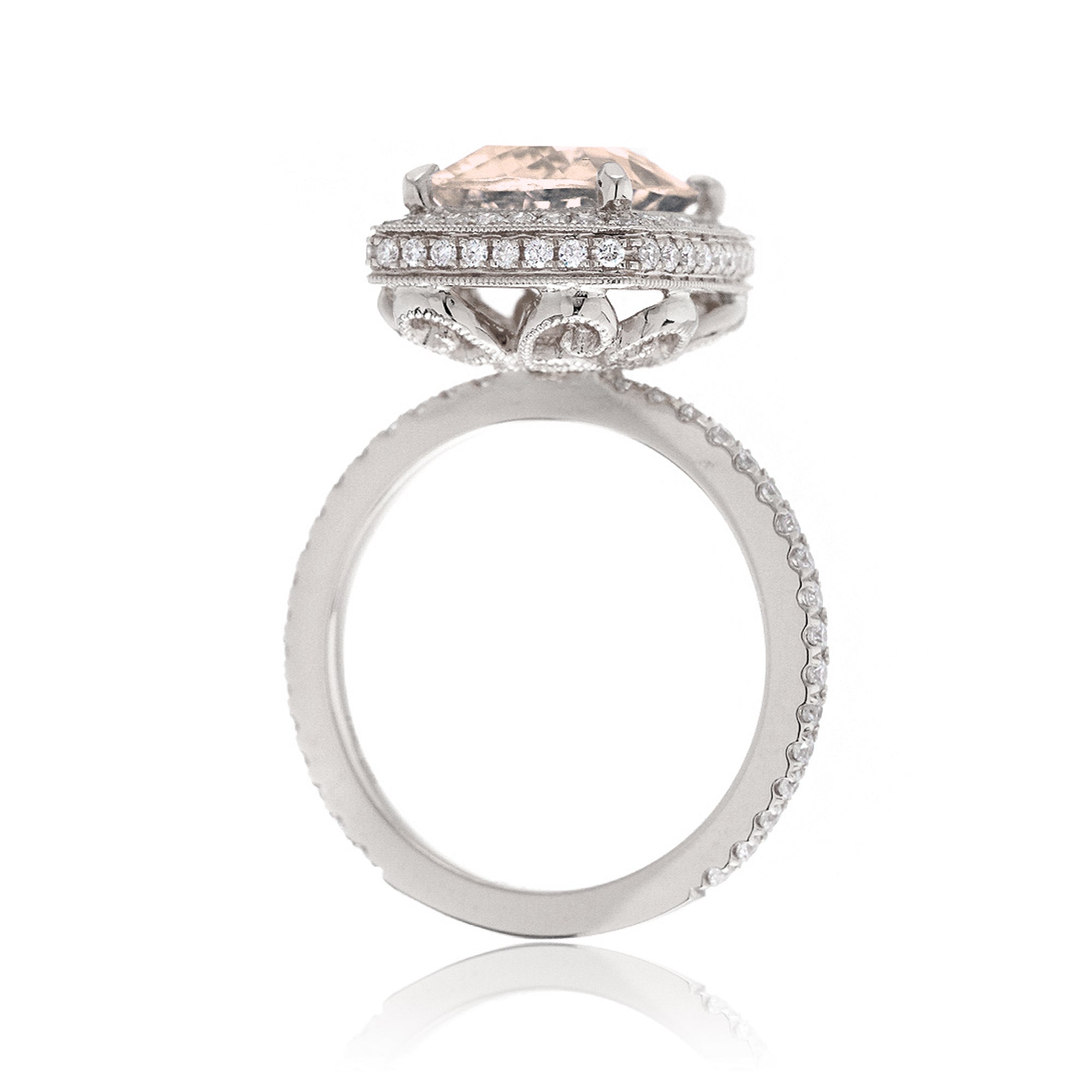 The Camila Cushion Morganite & Diamond Ring