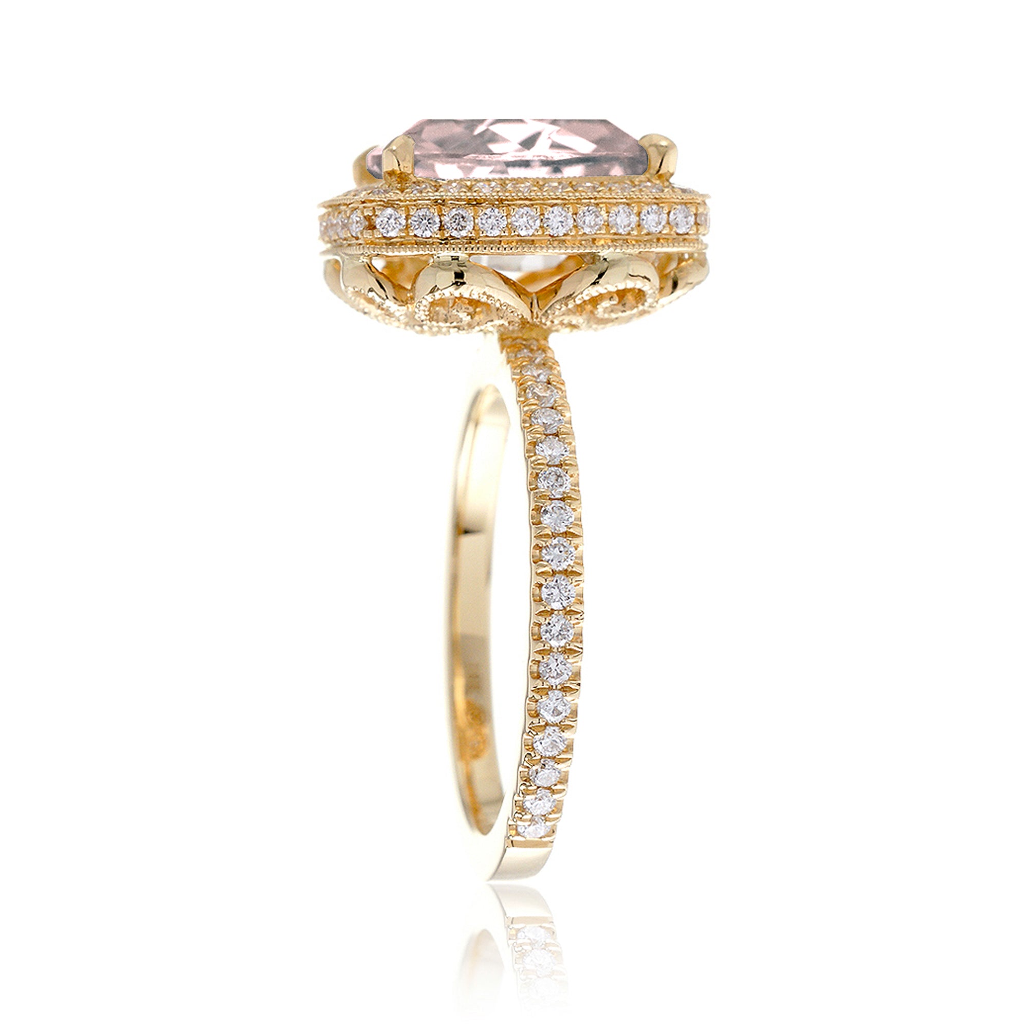 The Camila Cushion Morganite & Diamond Ring