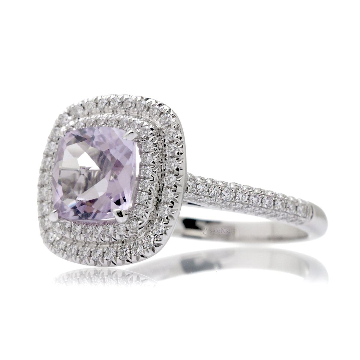 The Saturn Cushion Rose De France Amethyst Ring