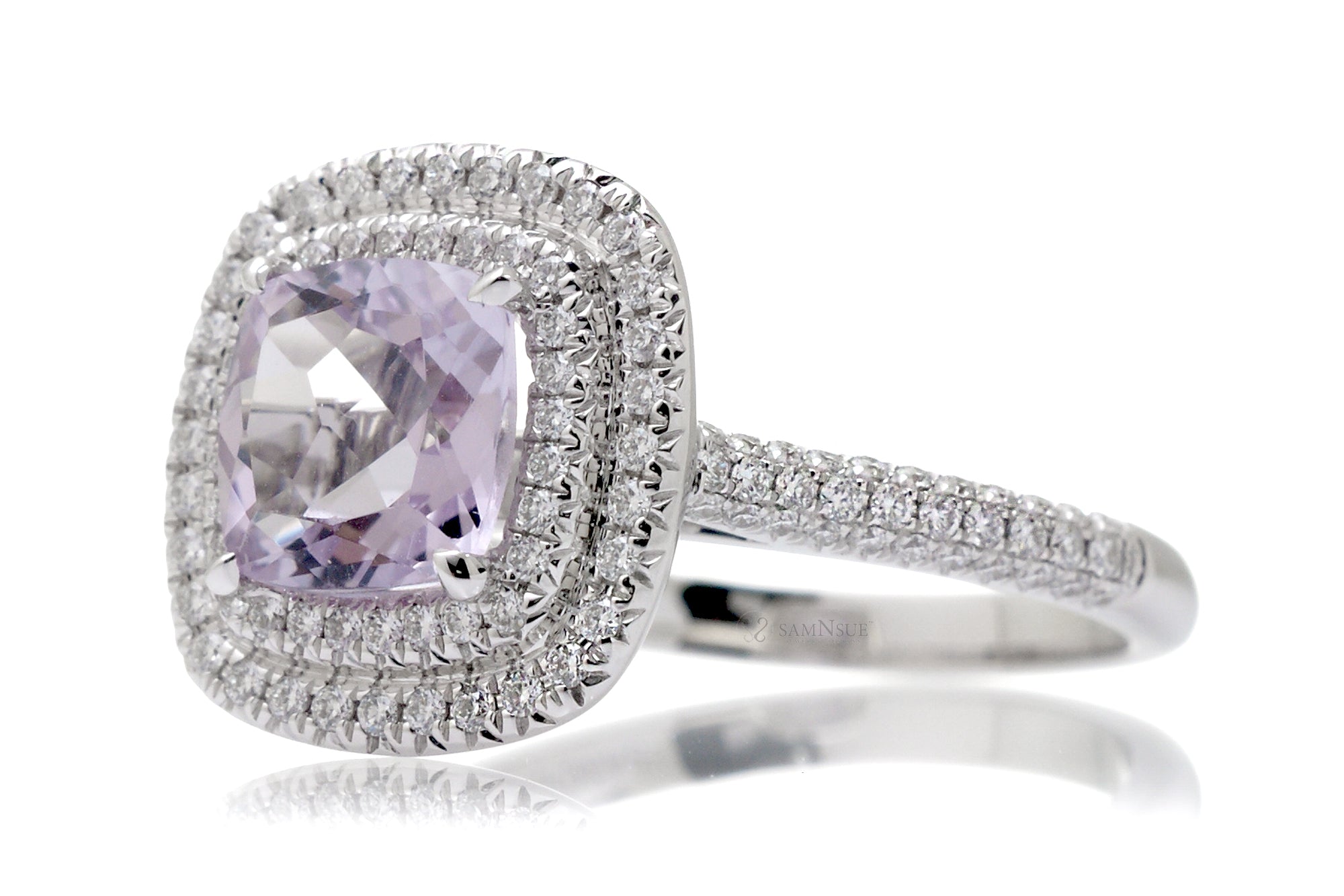 The Saturn Cushion Rose De France Amethyst Ring