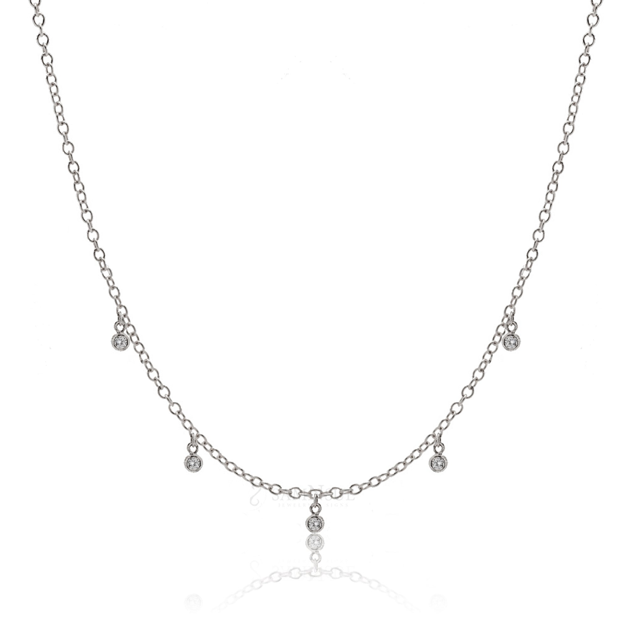 Diamond Dangle Necklace Bezel Setting (5 stones)