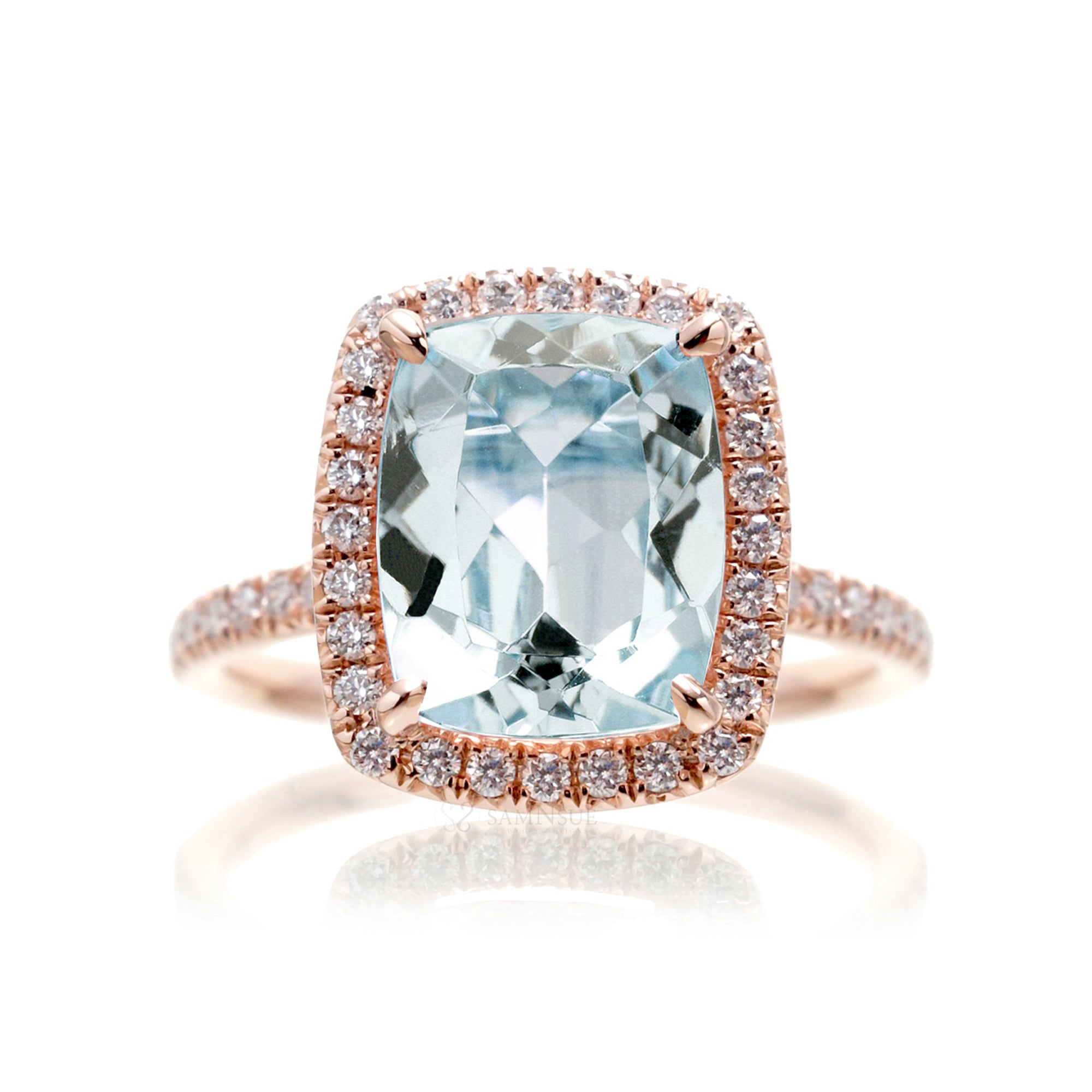 The Caitlin Cushion Aquamarine Ring