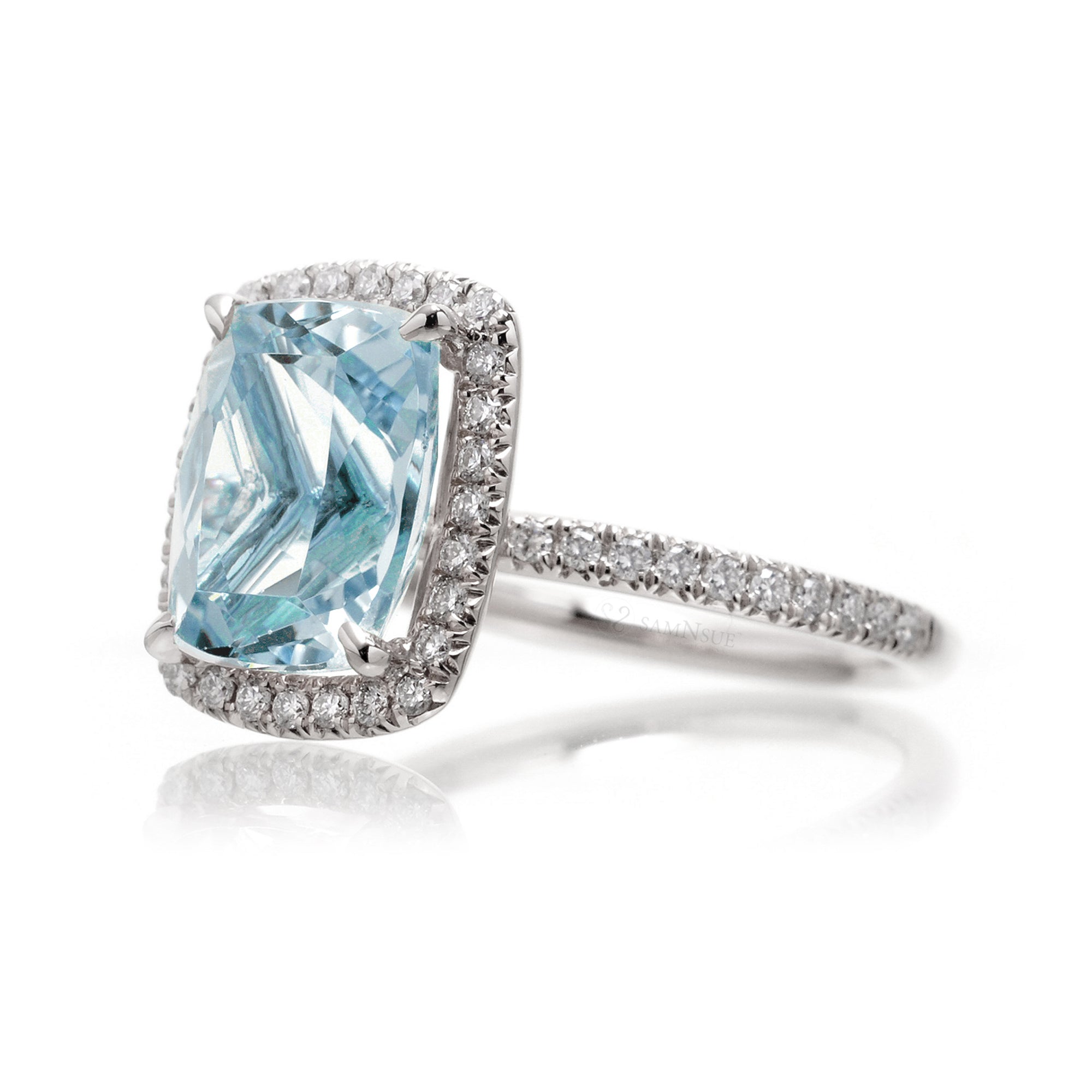 The Caitlin Cushion Aquamarine Ring