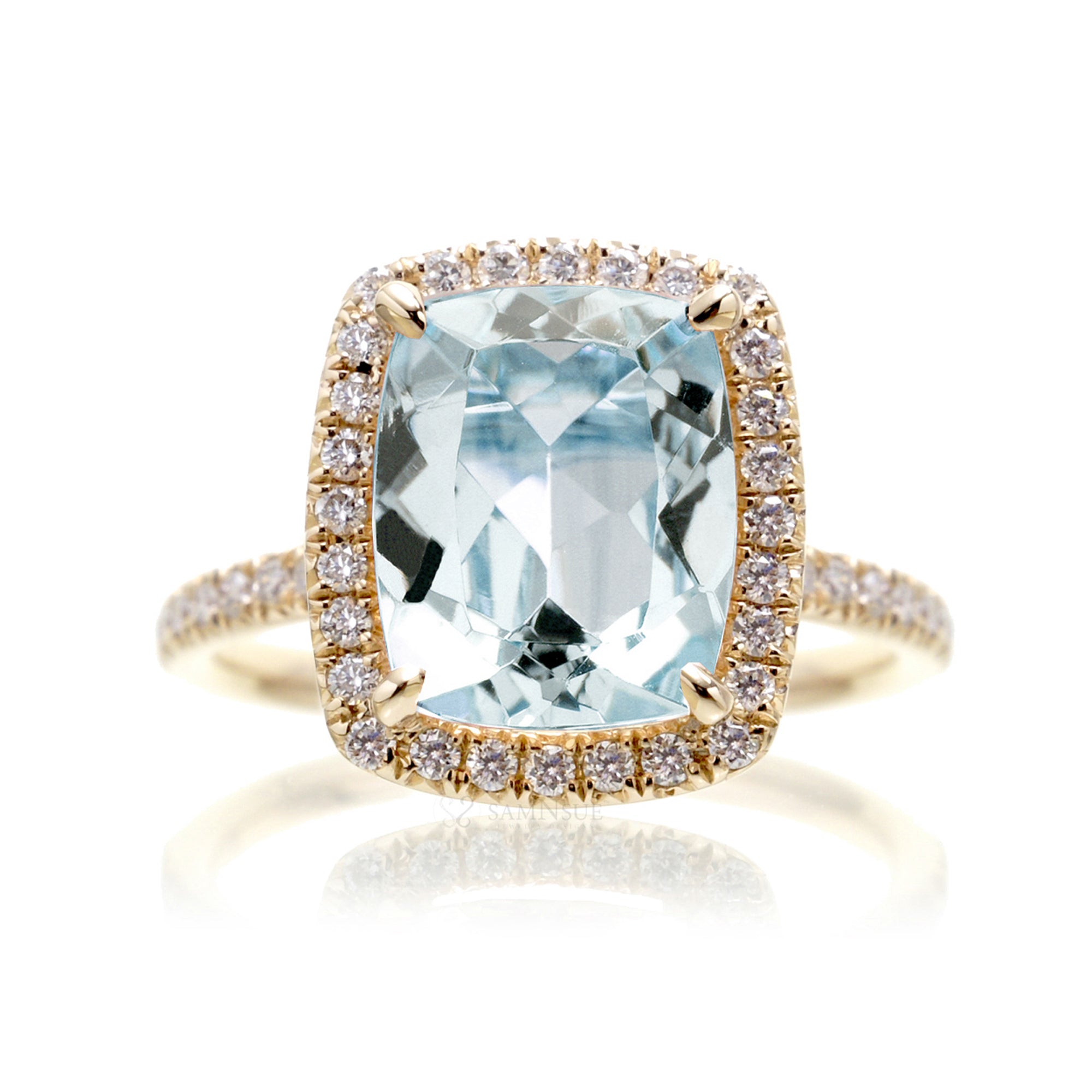 The Caitlin Cushion Aquamarine Ring