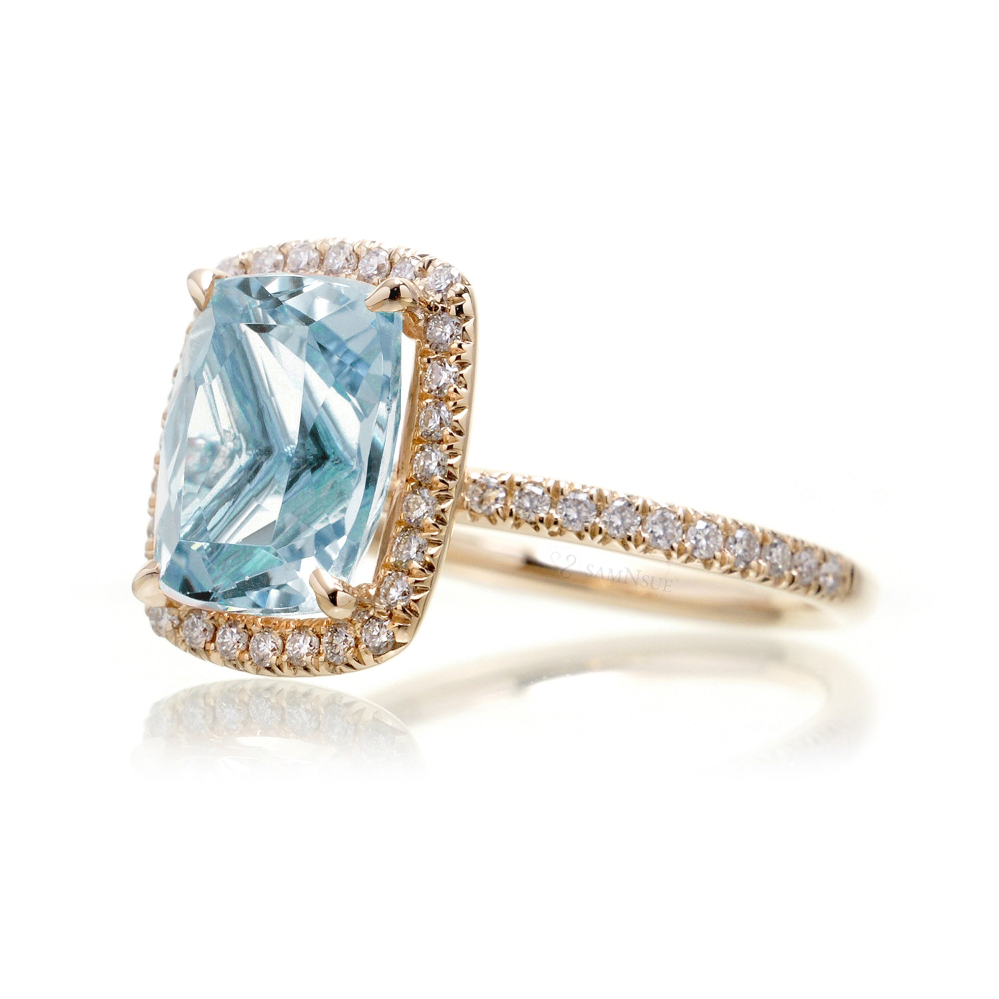 The Caitlin Cushion Aquamarine Ring