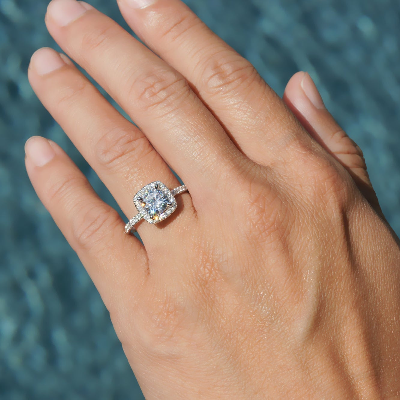 The Caitlin Square Cushion Moissanite Ring