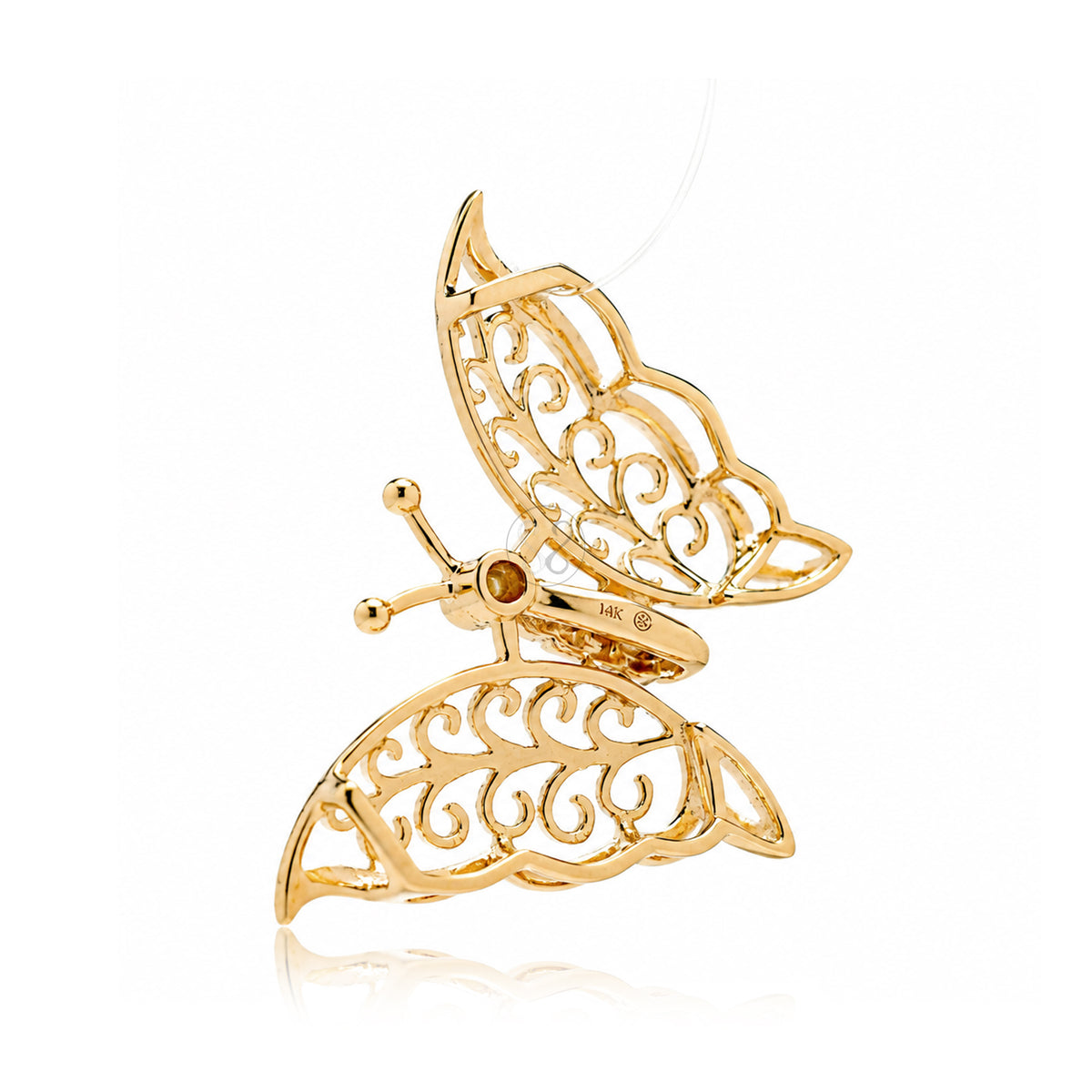 Filigree Butterfly Necklace in Rose, Yellow, or White Gold – Timeless Elegance
