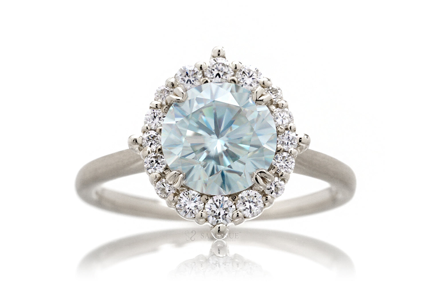 The Haley Round Blue Moissanite