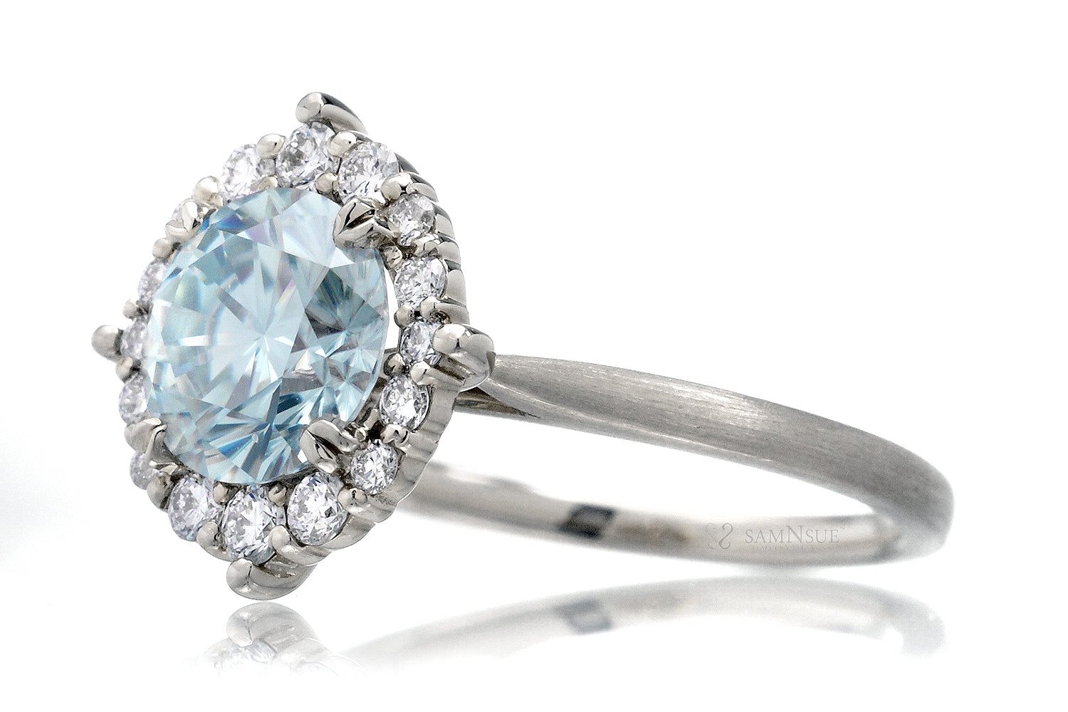 The Haley Round Blue Moissanite