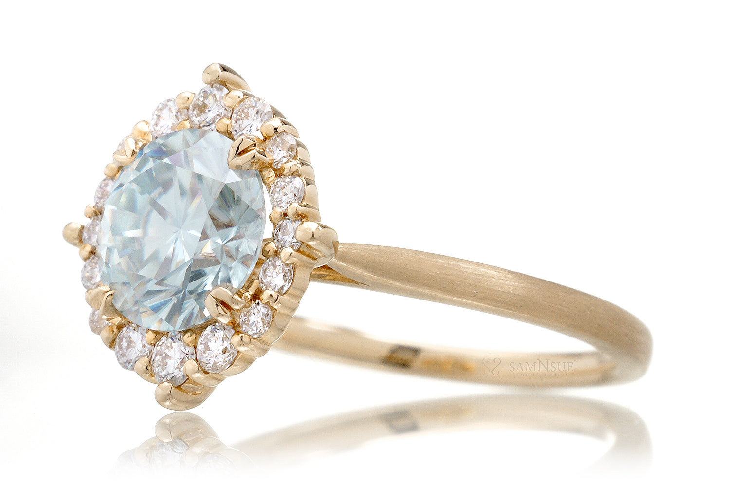 The Haley Round Blue Moissanite