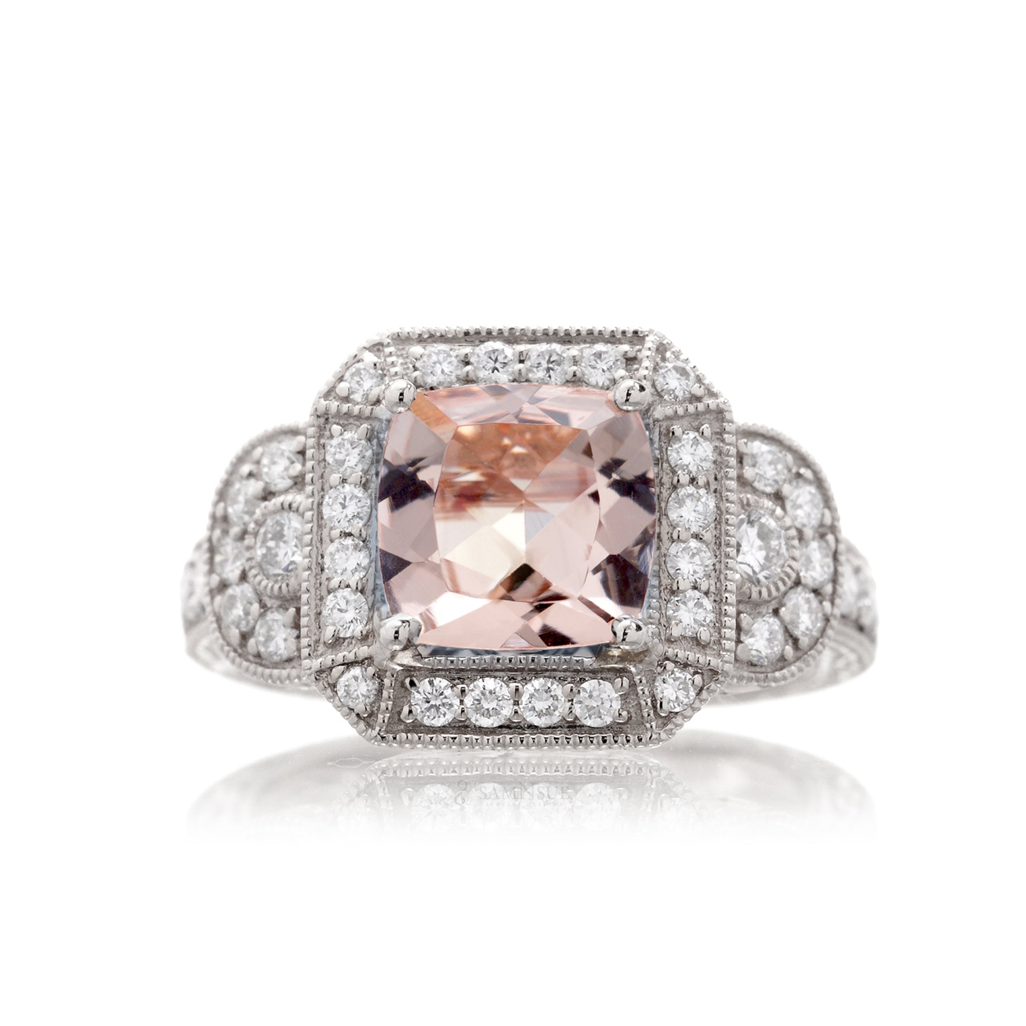 The Louise Cushion Cut Morganite Ring