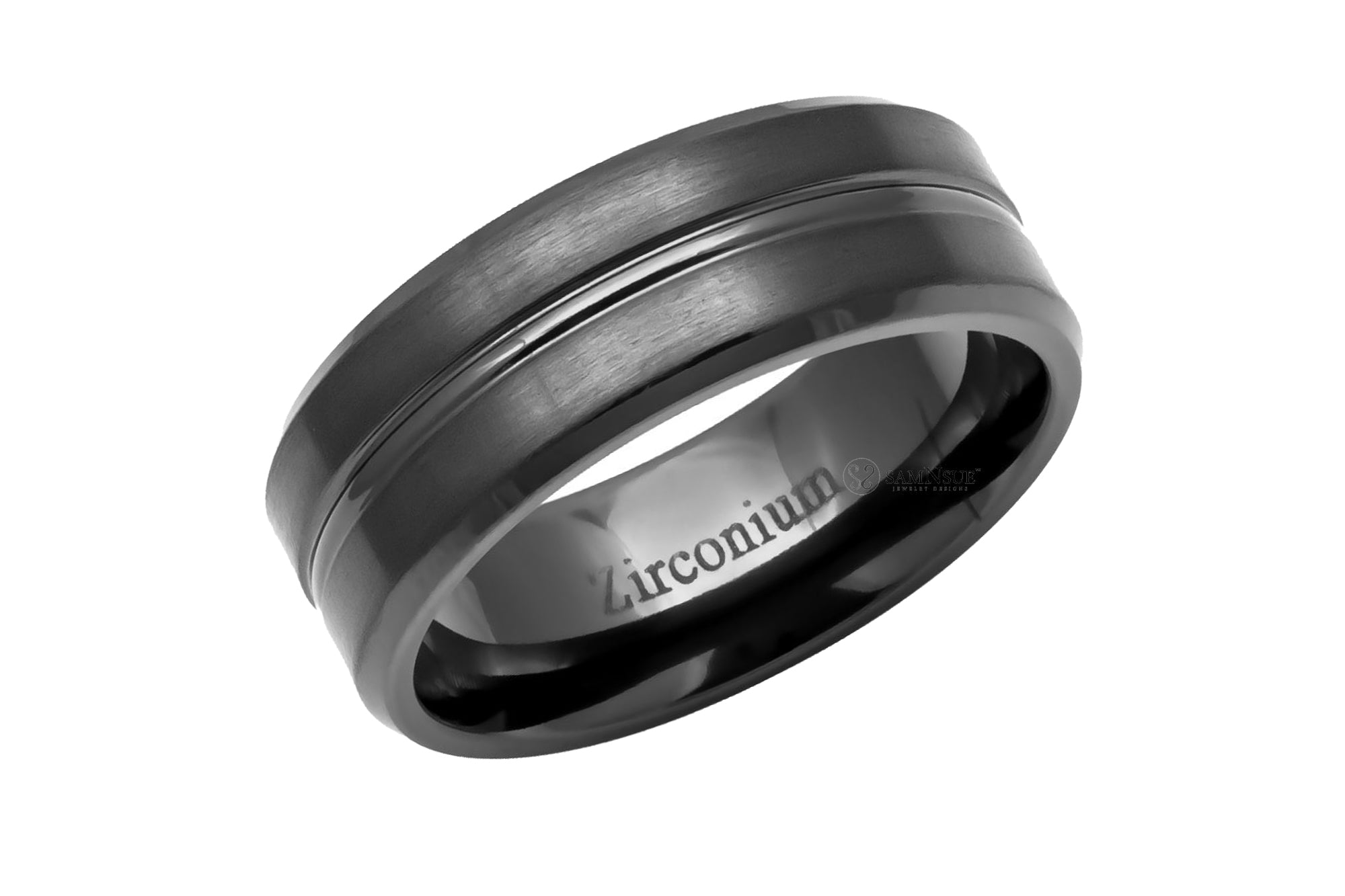 The Beveled Zirconium Band With Center Groove