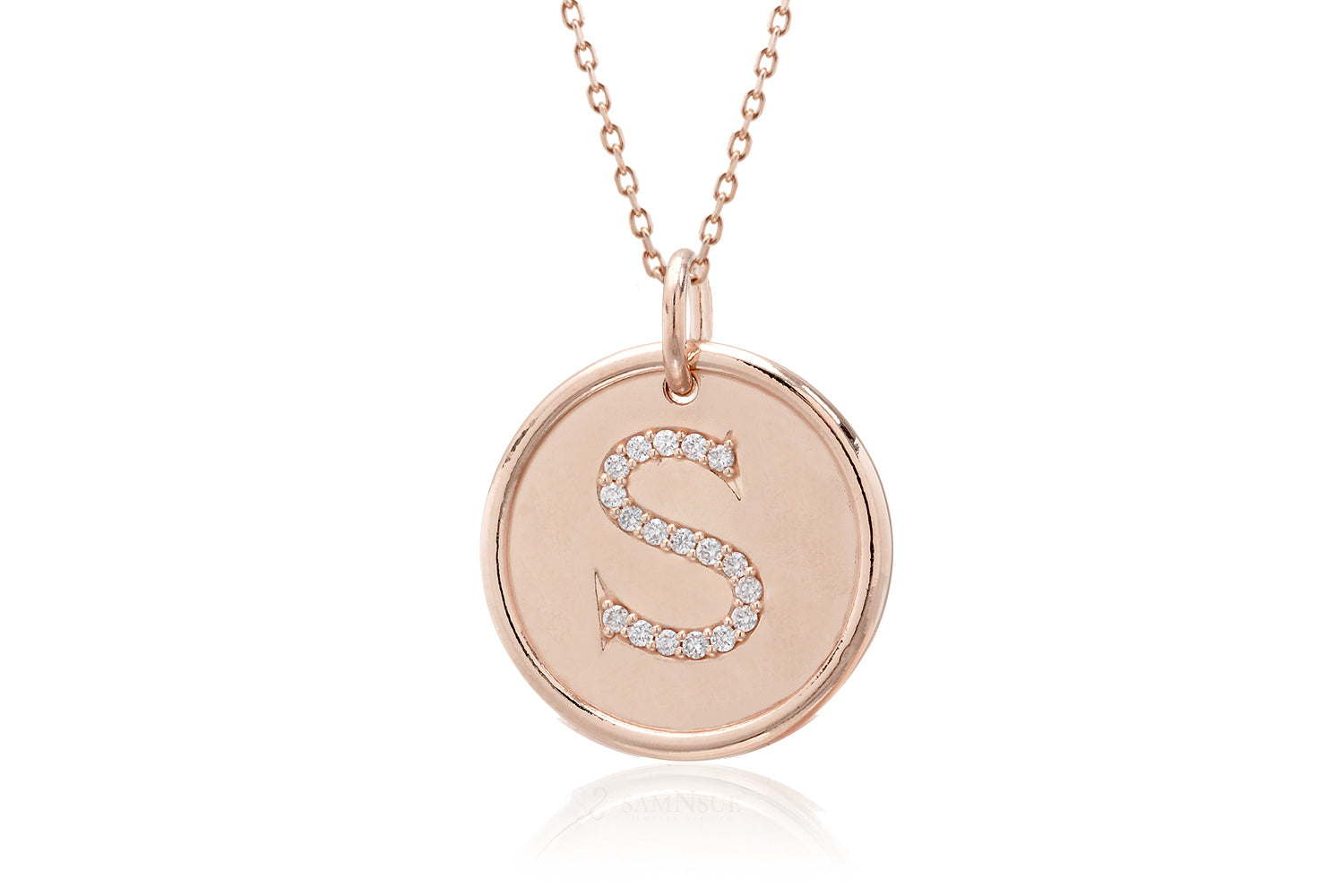 Initial Round Diamond Charm Pendant