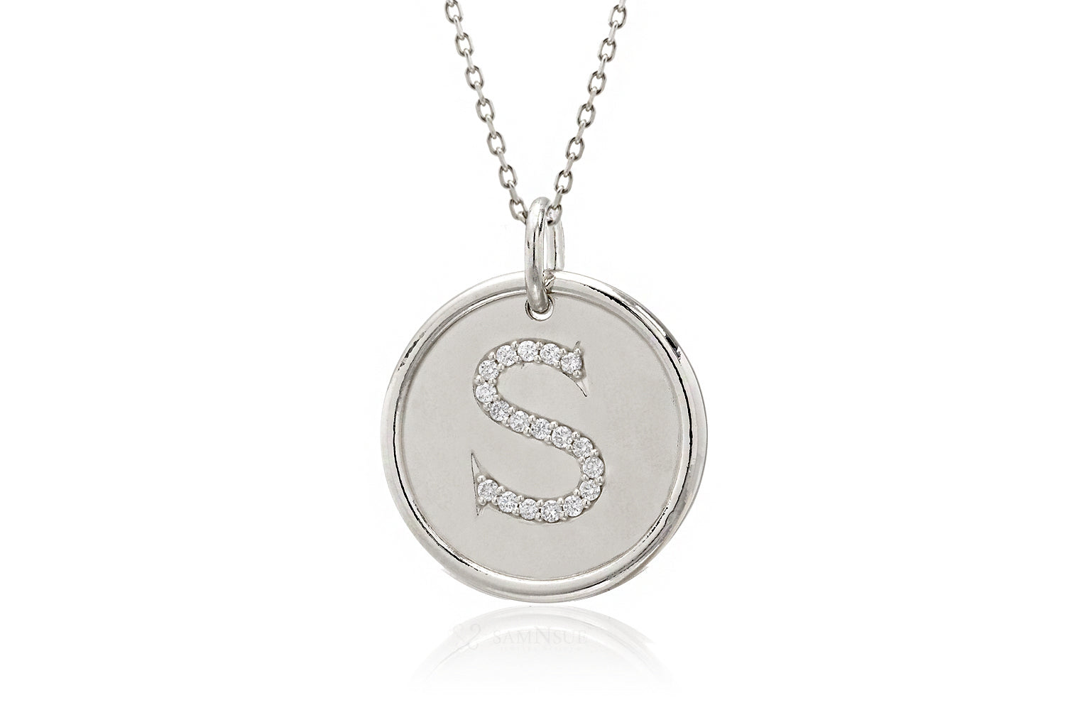 Initial Round Diamond Charm Pendant