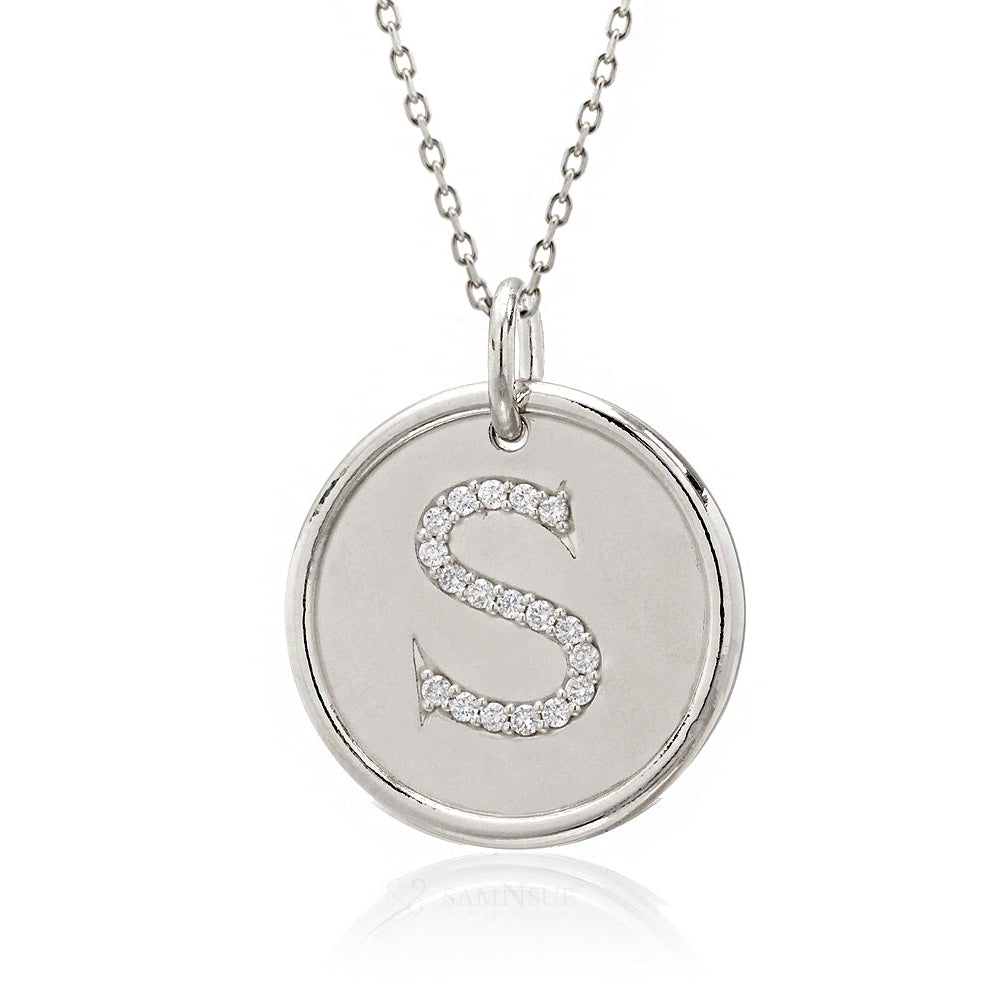 Initial Round Diamond Charm Pendant