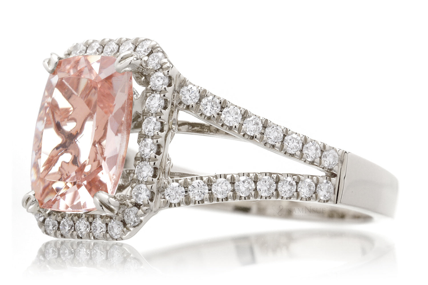 The Signature Split Band Cushion Morganite Ring