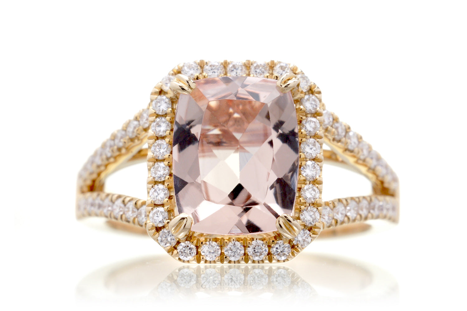 The Signature Split Band Cushion Morganite Ring