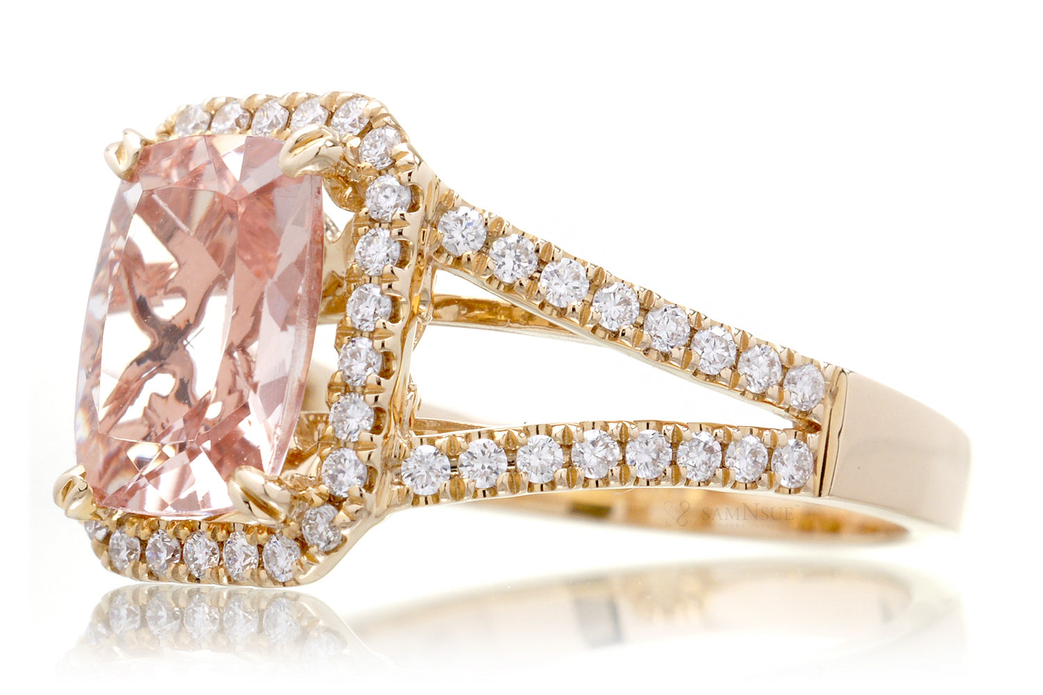 The Signature Split Band Cushion Morganite Ring
