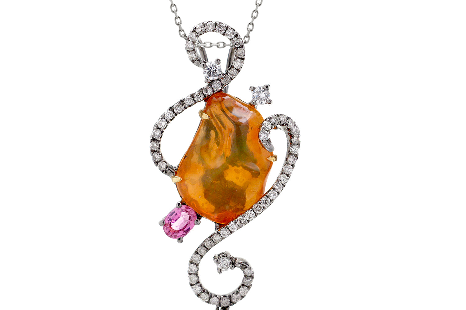 The Fire Opal And Pink Sapphire Pendant