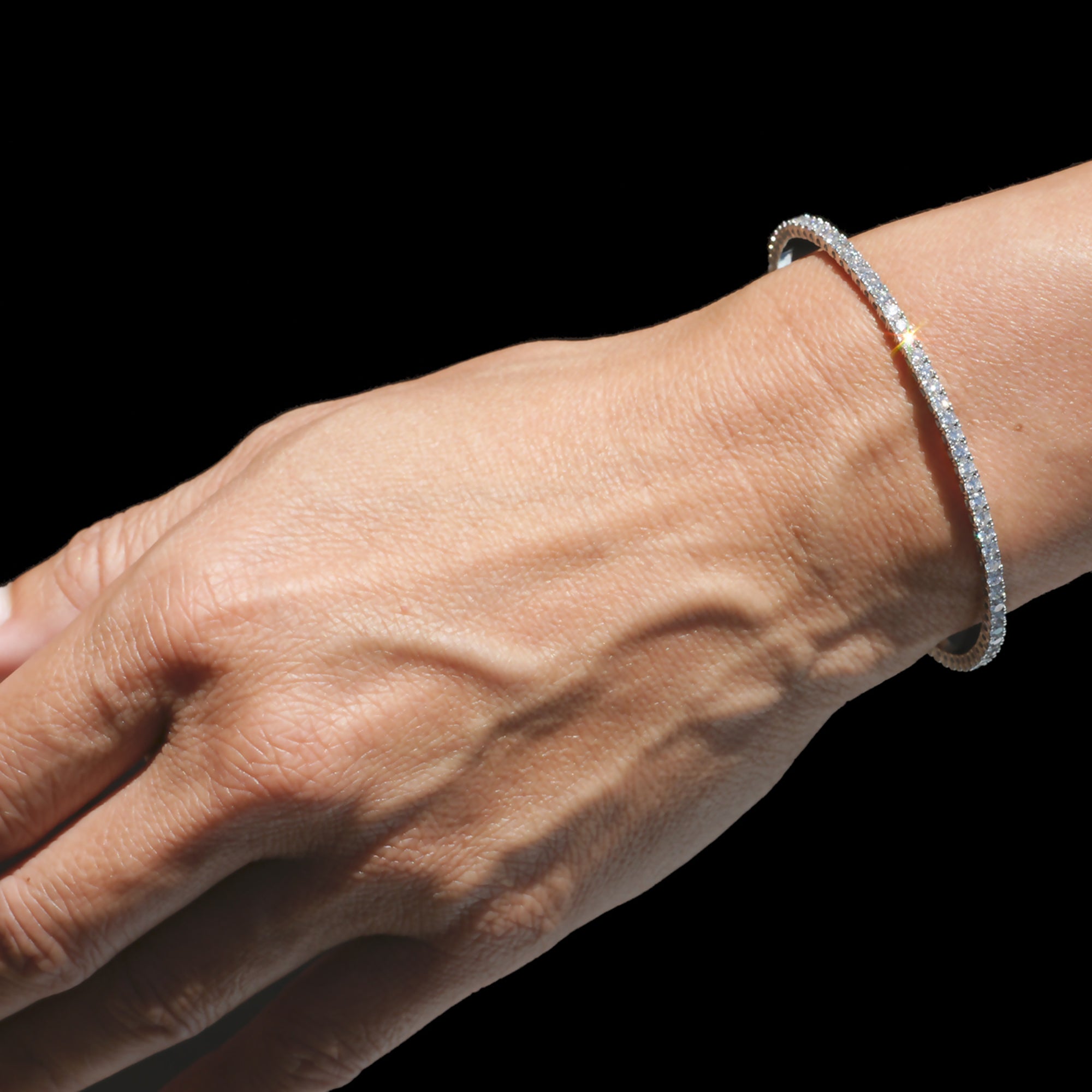 The Double Wire Semi Flexible Diamond Bracelet Bangle