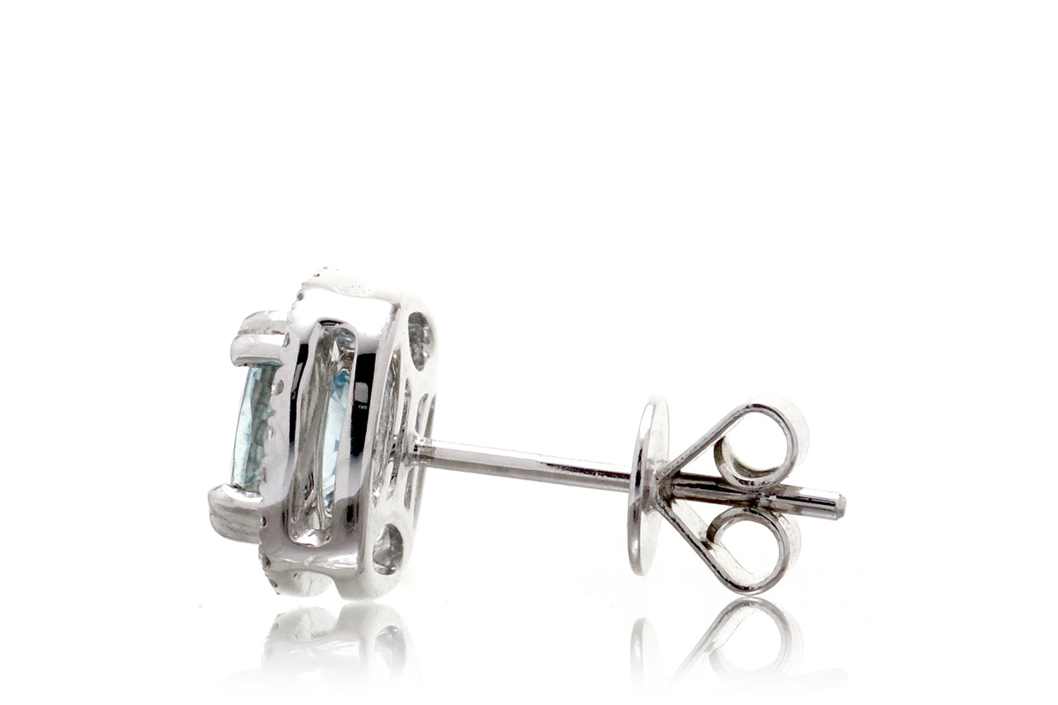 Aquamarine Open Diamond Halo Stud Earrings