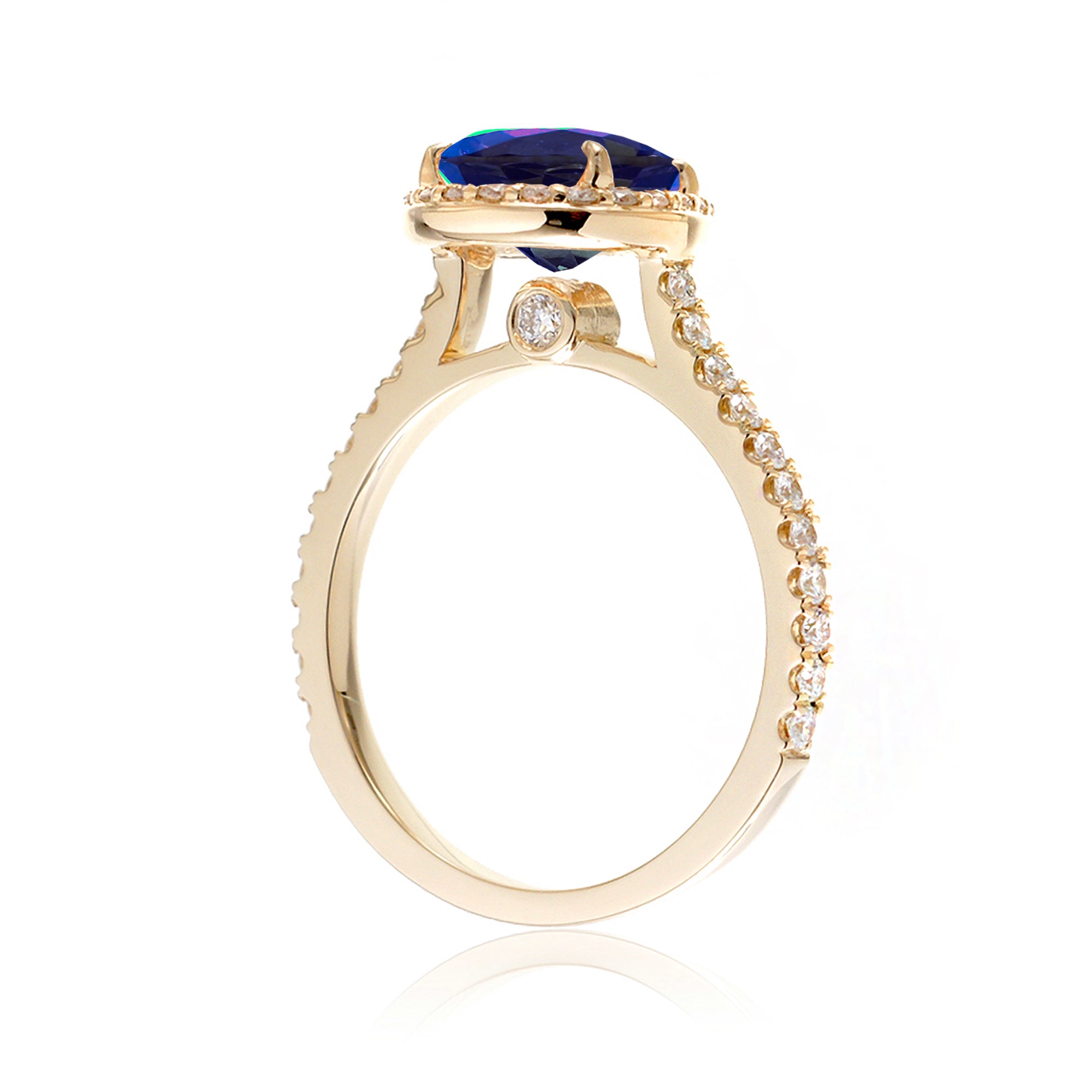 The Sunset Pear Blue Sapphire Ring
