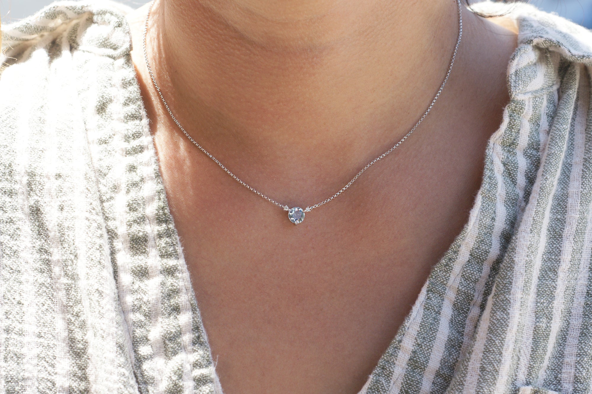 The Mandy Round Aquamarine Necklace