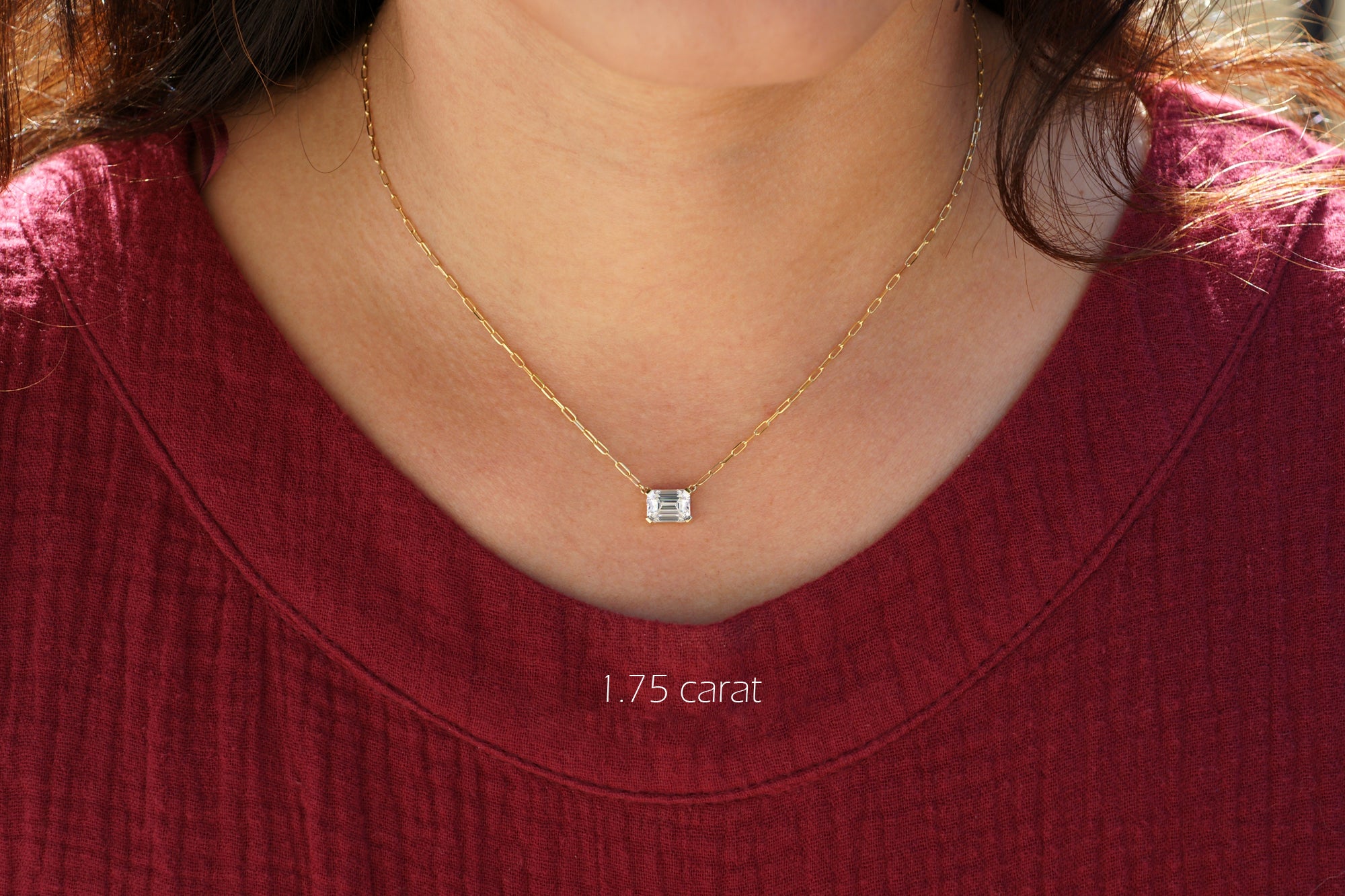 Emerald Cut Diamond Solitaire Necklace (Lab-Grown)