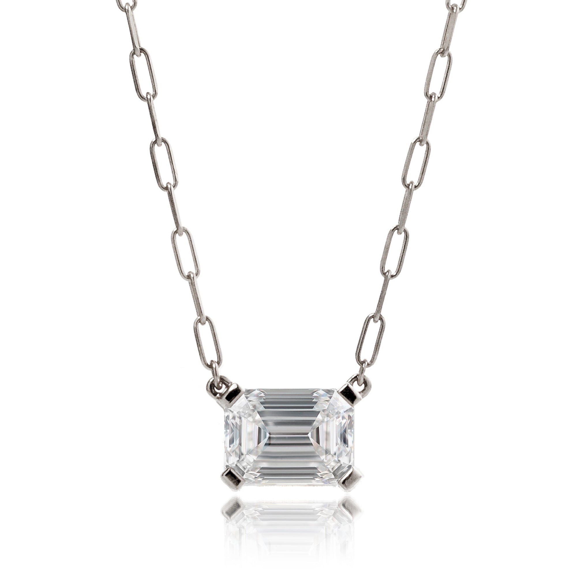 Emerald Cut Diamond Solitaire Necklace (Lab-Grown)