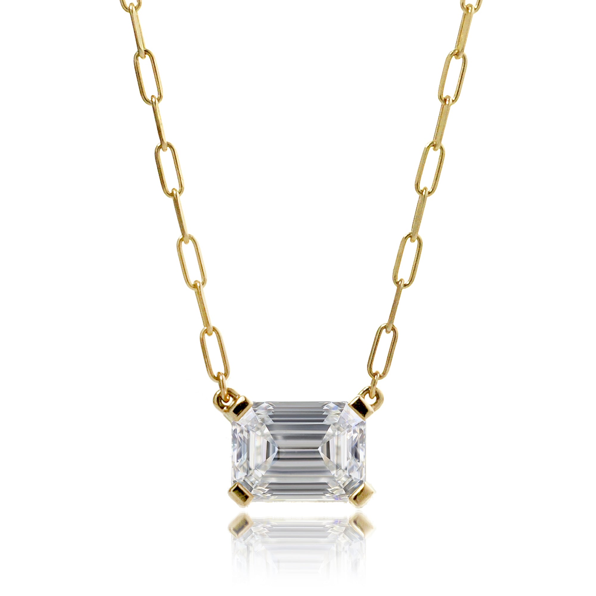 Emerald Cut Diamond Solitaire Necklace (Lab-Grown)