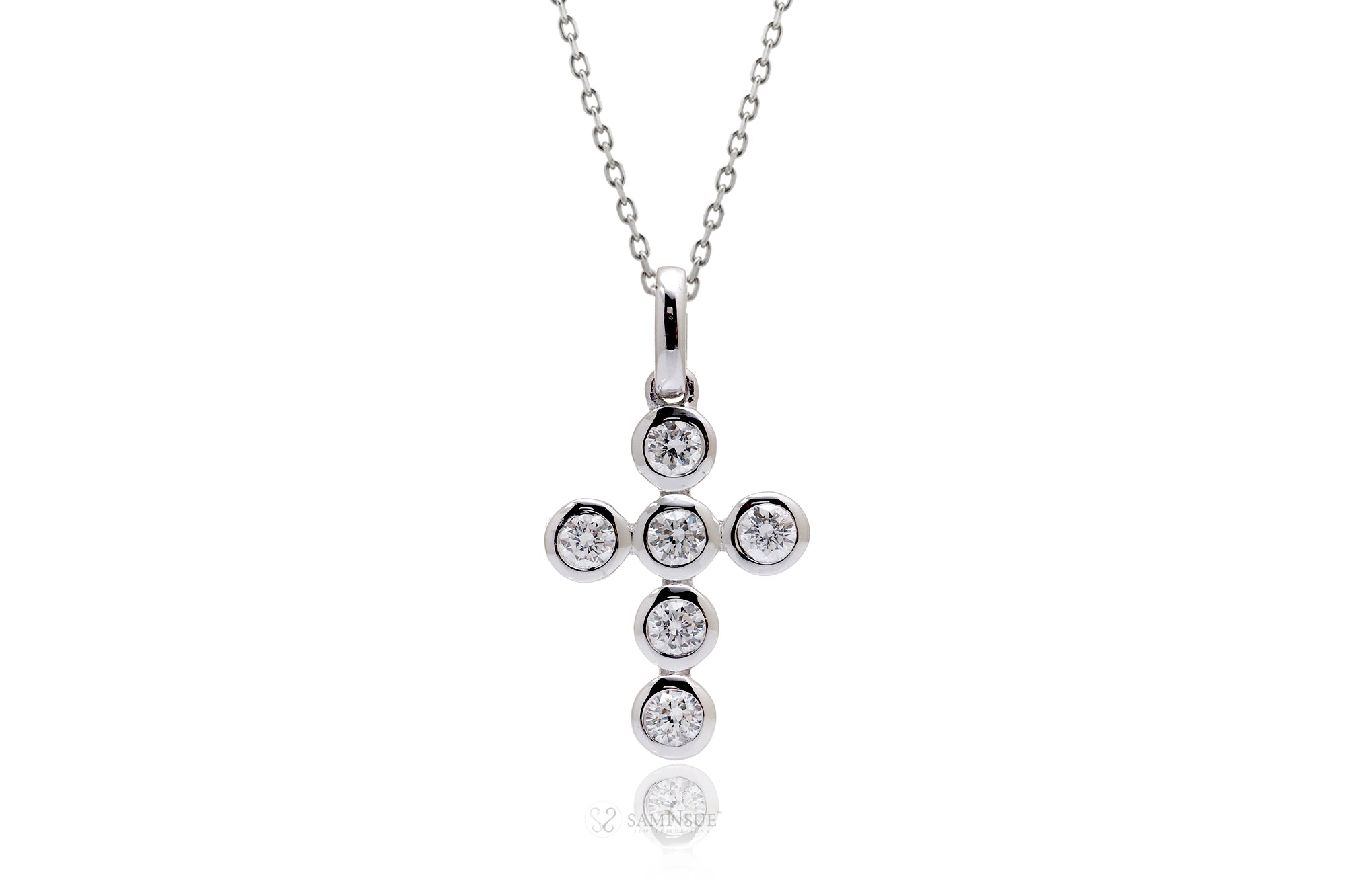 The Bezel Diamond Cross Pendant