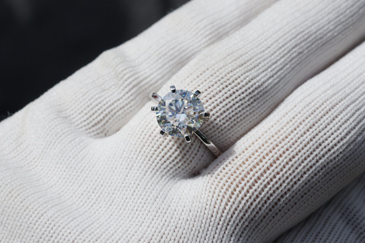 Moissanite engagement ring in white gold