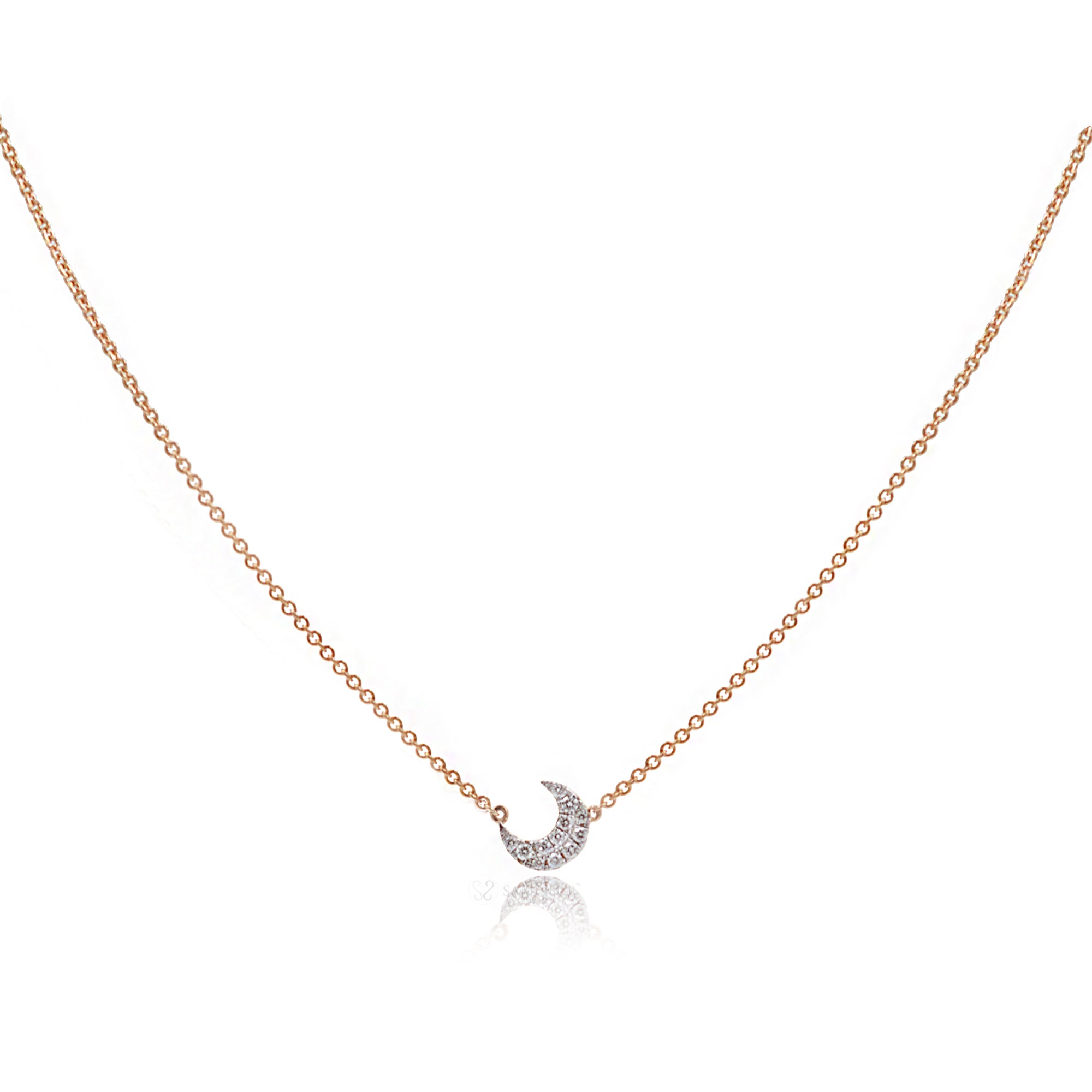 The Diamond Crescent Moon Pavé Plate Necklace