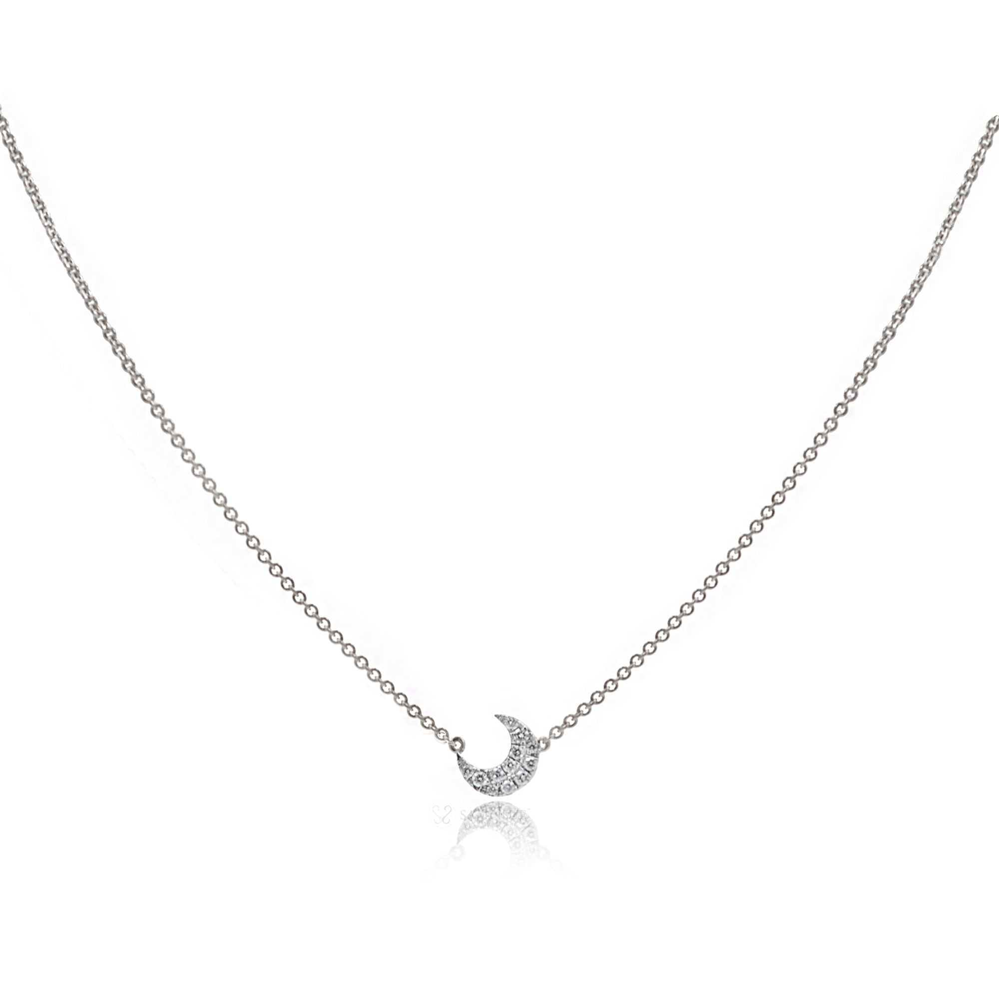 The Diamond Crescent Moon Pavé Plate Necklace