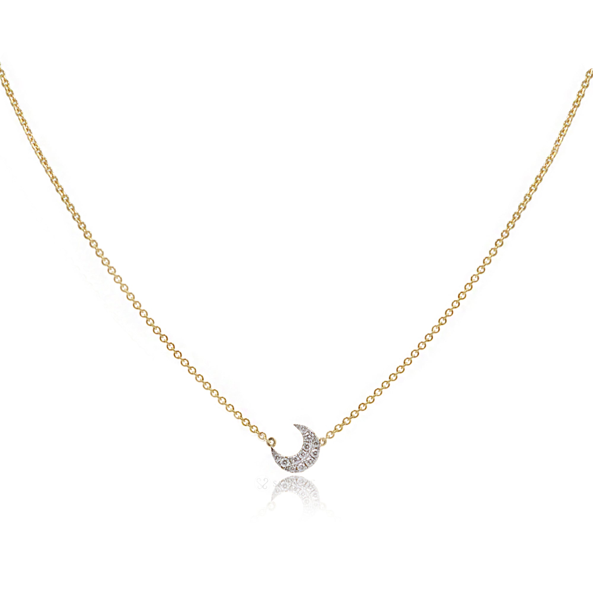 The Diamond Crescent Moon Pavé Plate Necklace