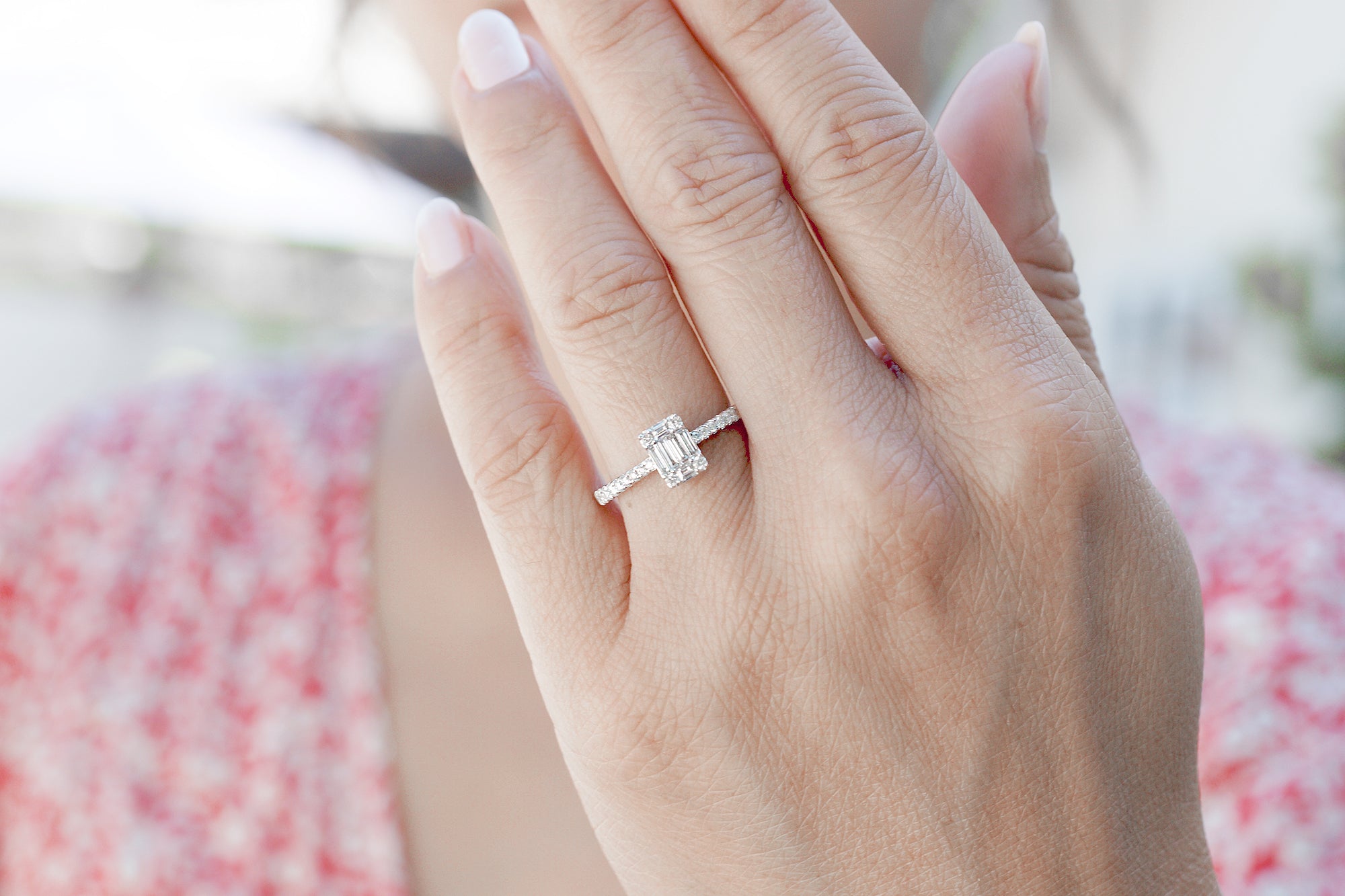 The Maryanne Emerald Shape Diamond Cluster Ring
