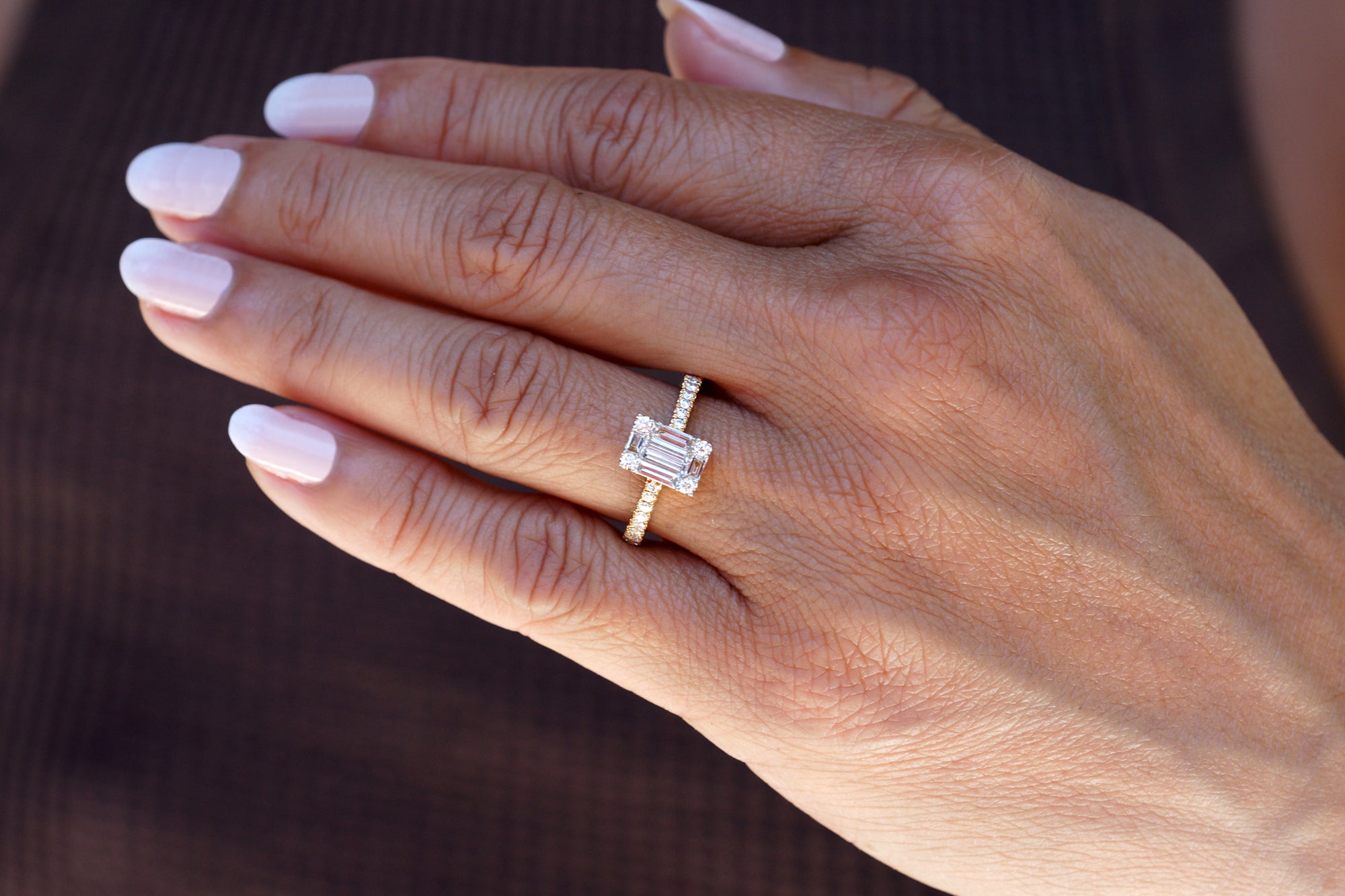 Engagement ring rectangle diamond Clearance