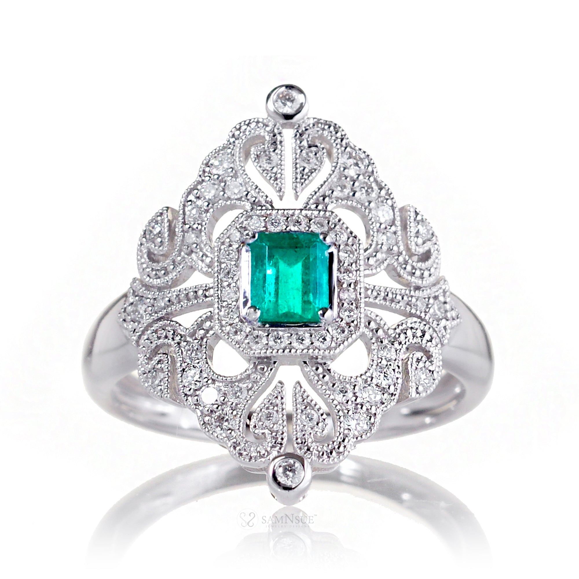 The Renée Art Deco Emerald Ring