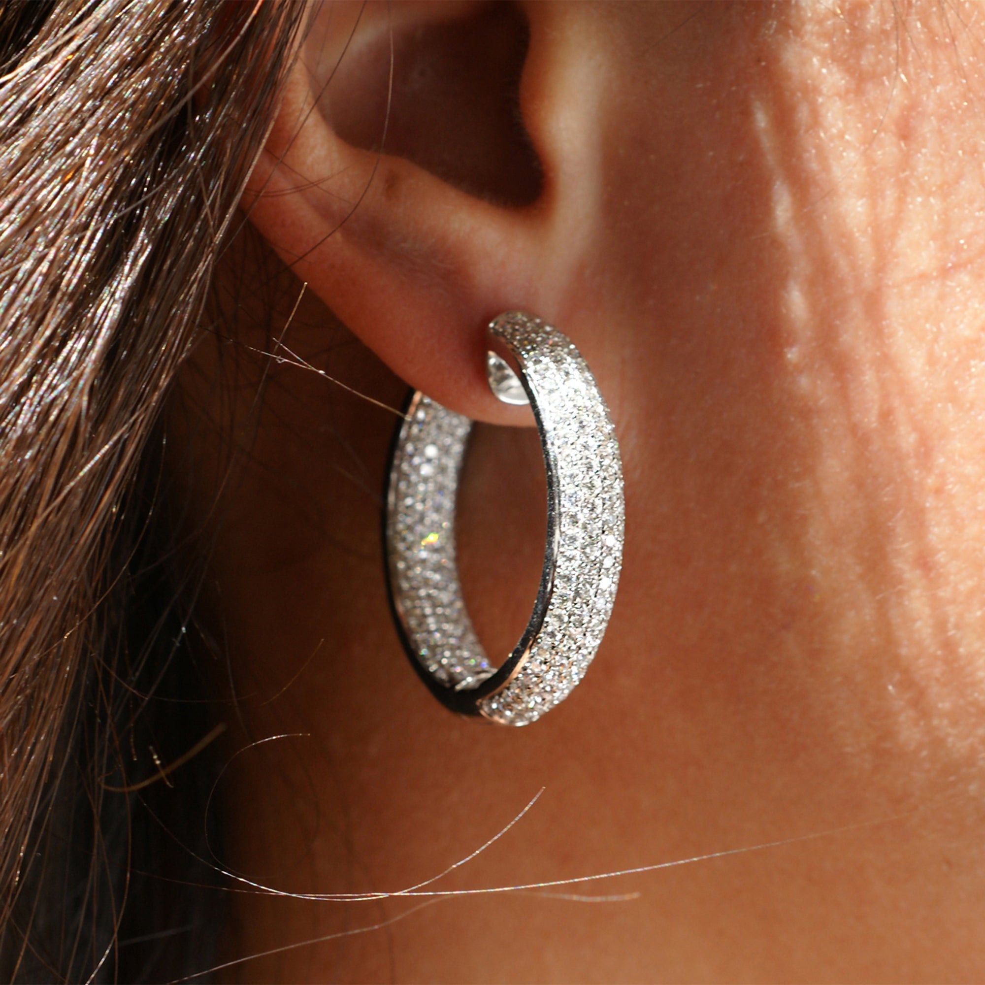 Inside out diamond cz hoop earrings Clearance