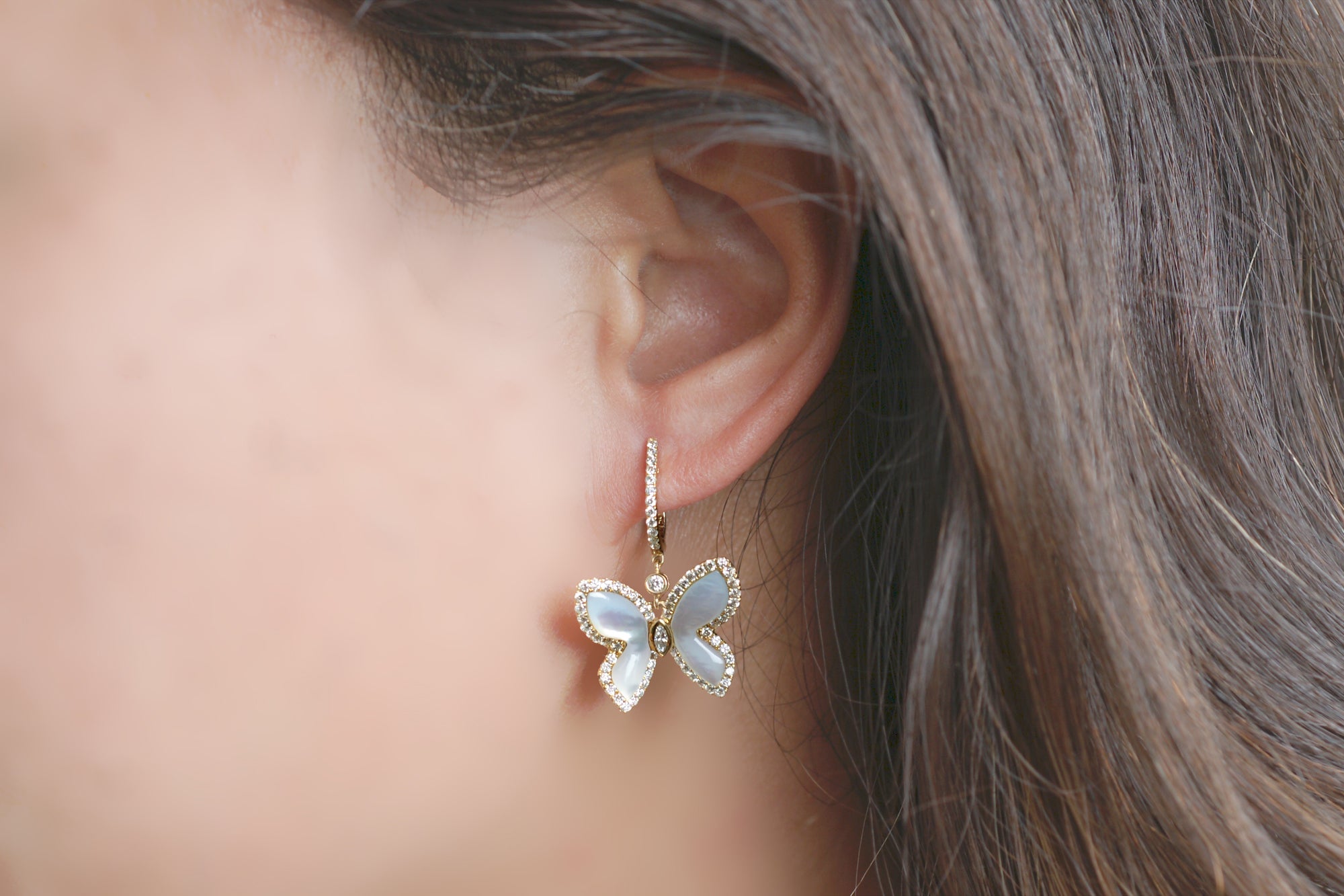 Butterfly Dangles Mother Of Pearls Earrings