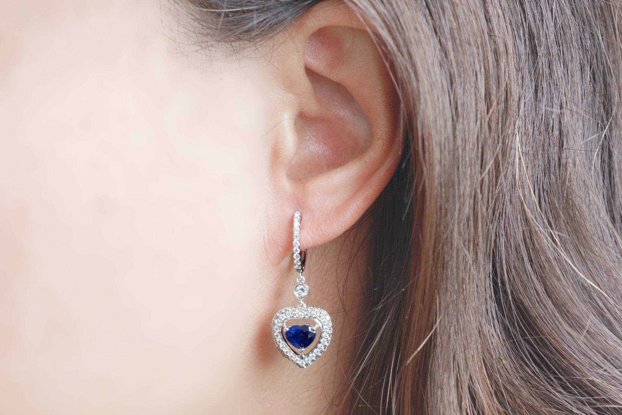 The Pamela Heart Sapphire Dangle Earrings