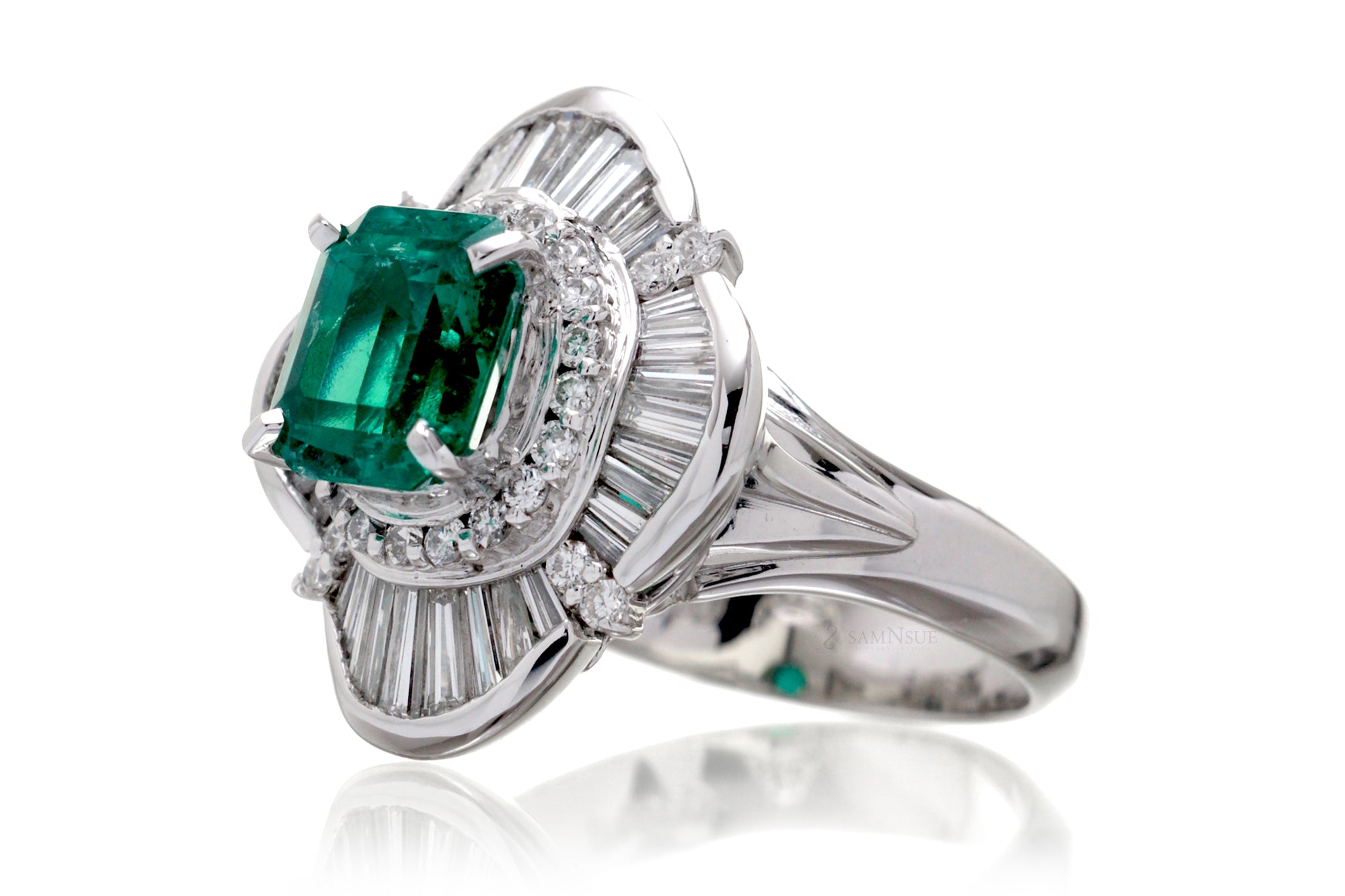 The Emersyn Step Cut Emerald Platinum Ring (2.77ct. tw.)