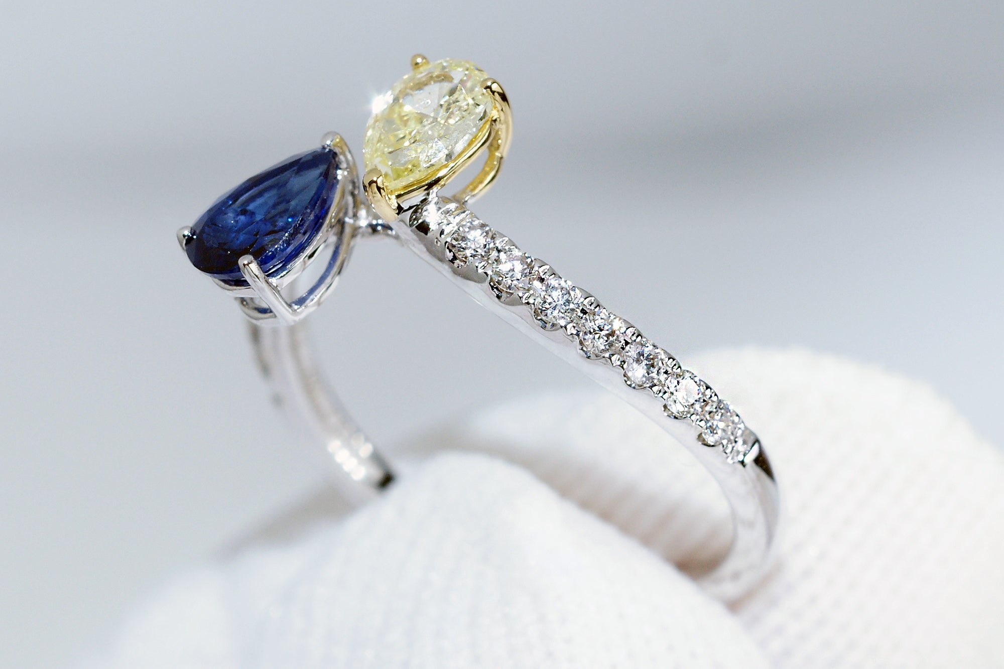 Toi Et Moi Sapphire Diamond Pear Ring