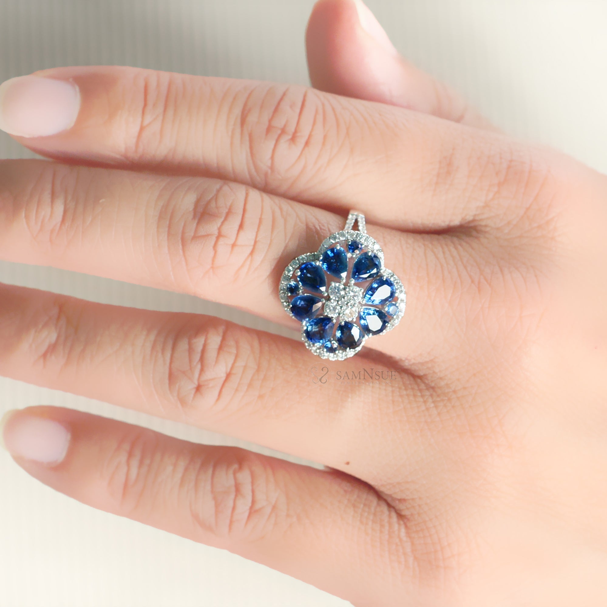 The Clarissa Blue Sapphire & Diamond Ring (3.76 ct tw.)