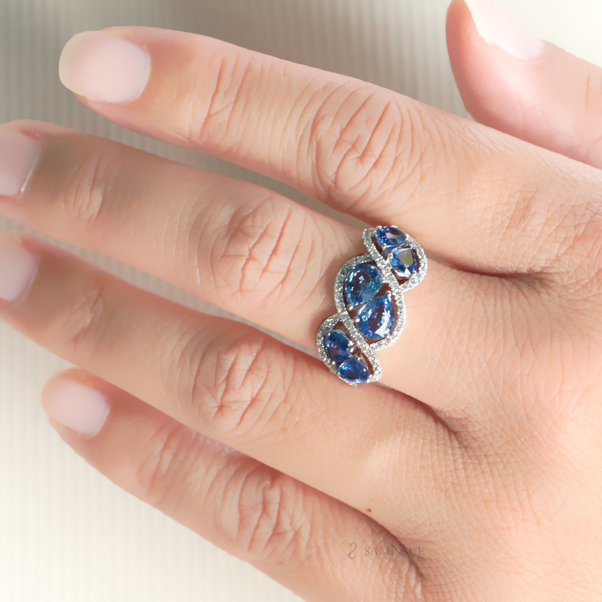 The Mathilda Pear Sapphire & Diamond Ring (3.16 ct. tw.)