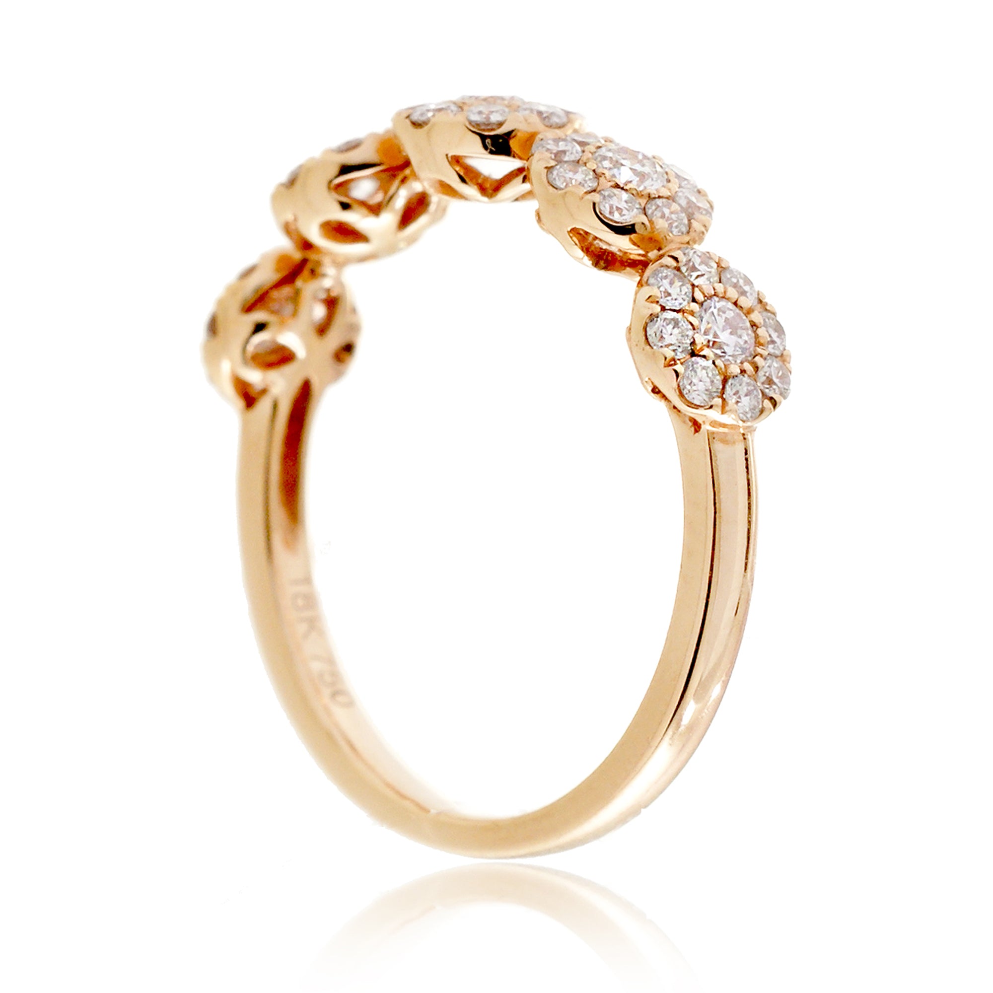 Five stone flower diamond cluster stackable band rose gold